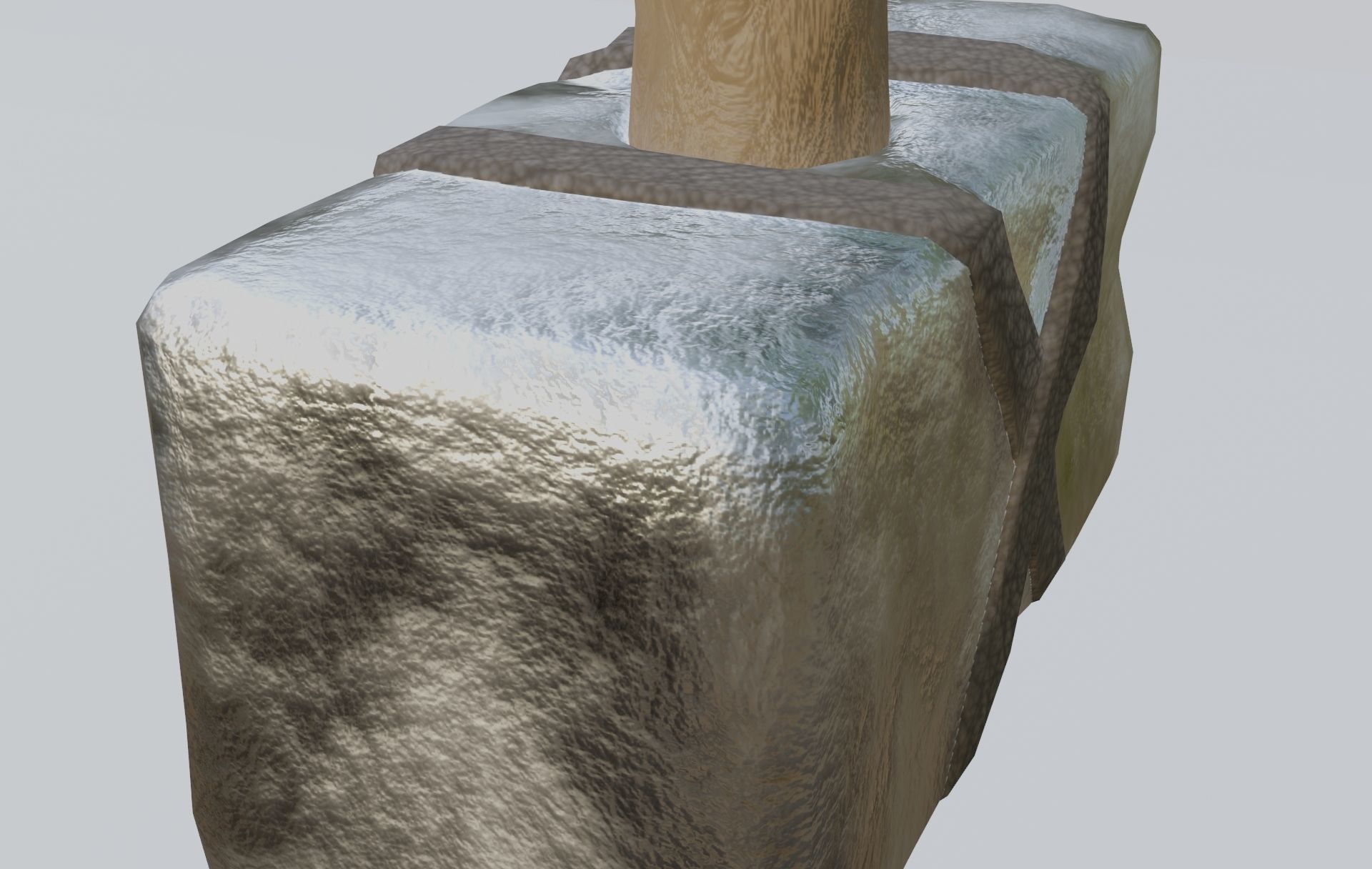 low-poly PBR sledgehammer axe with cross Low-poly 3D model_23