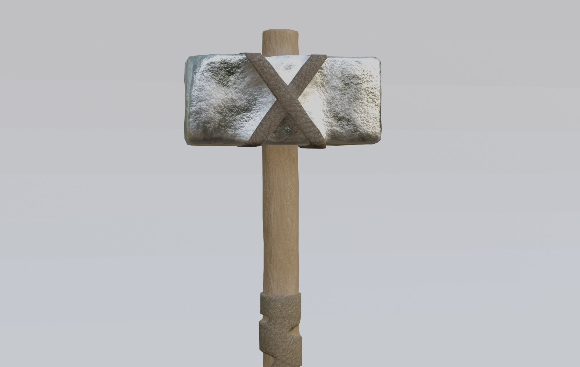 low-poly PBR sledgehammer axe with cross Low-poly 3D model_12
