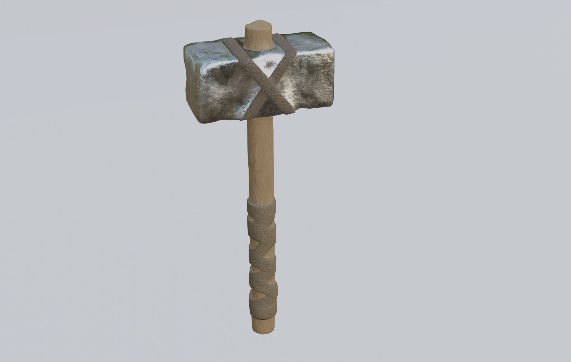 low-poly PBR sledgehammer axe with cross Low-poly 3D model_11