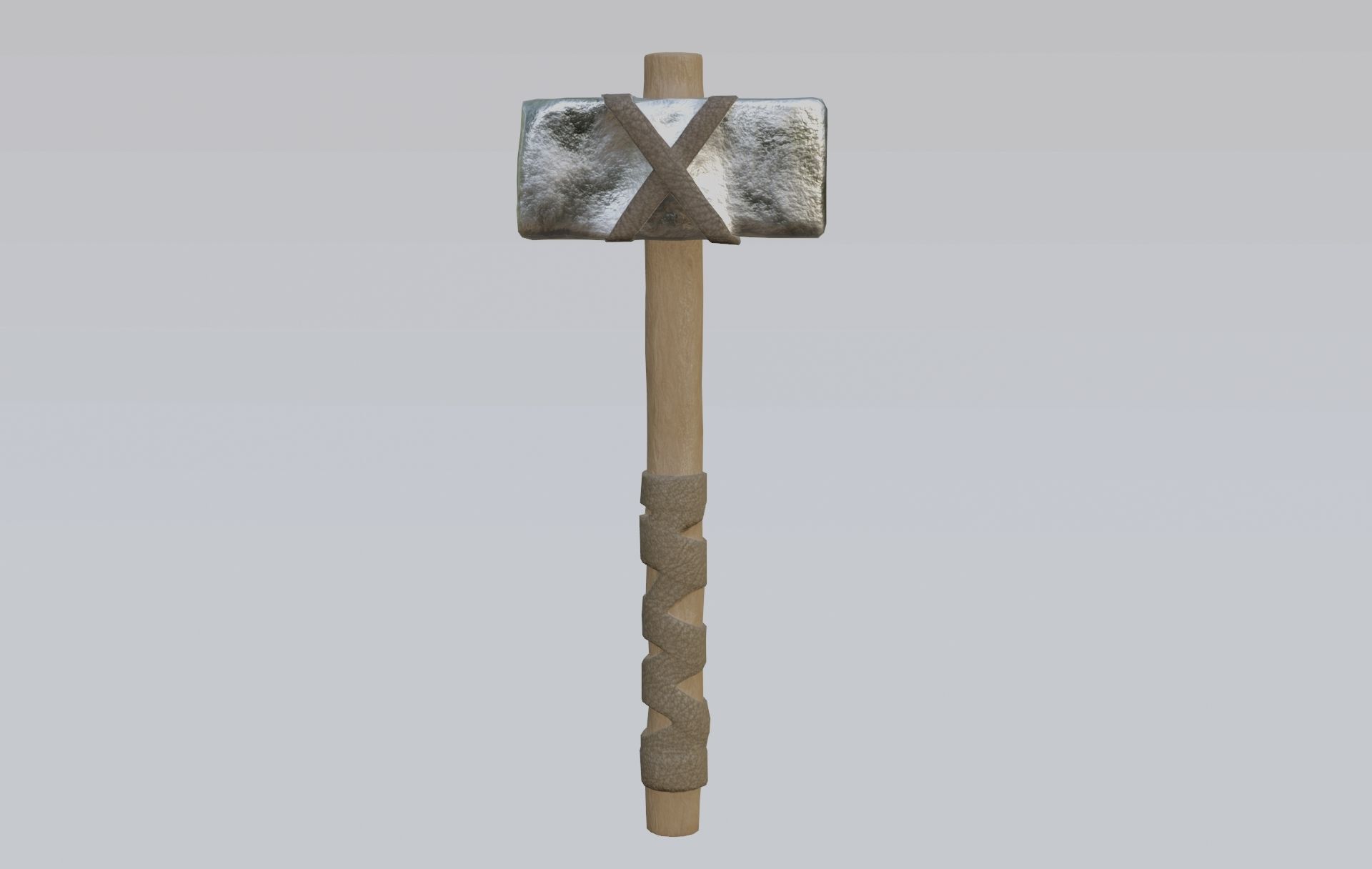 low-poly PBR sledgehammer axe with cross Low-poly 3D model_4