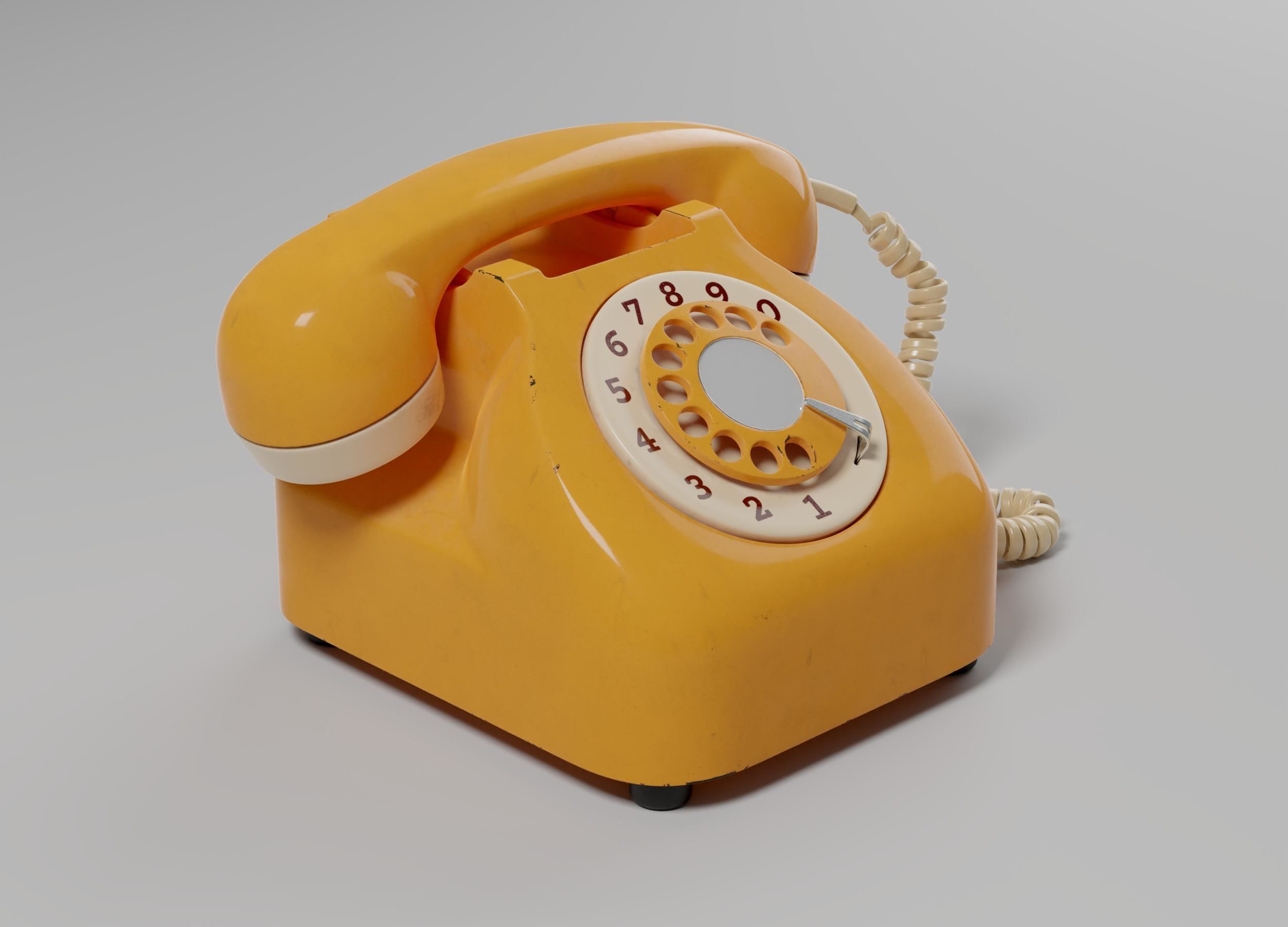 Retro Rotary Telephone 3D model_4