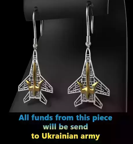 The ghost of Kyiv Mig 29 Ukaine jewelry earring