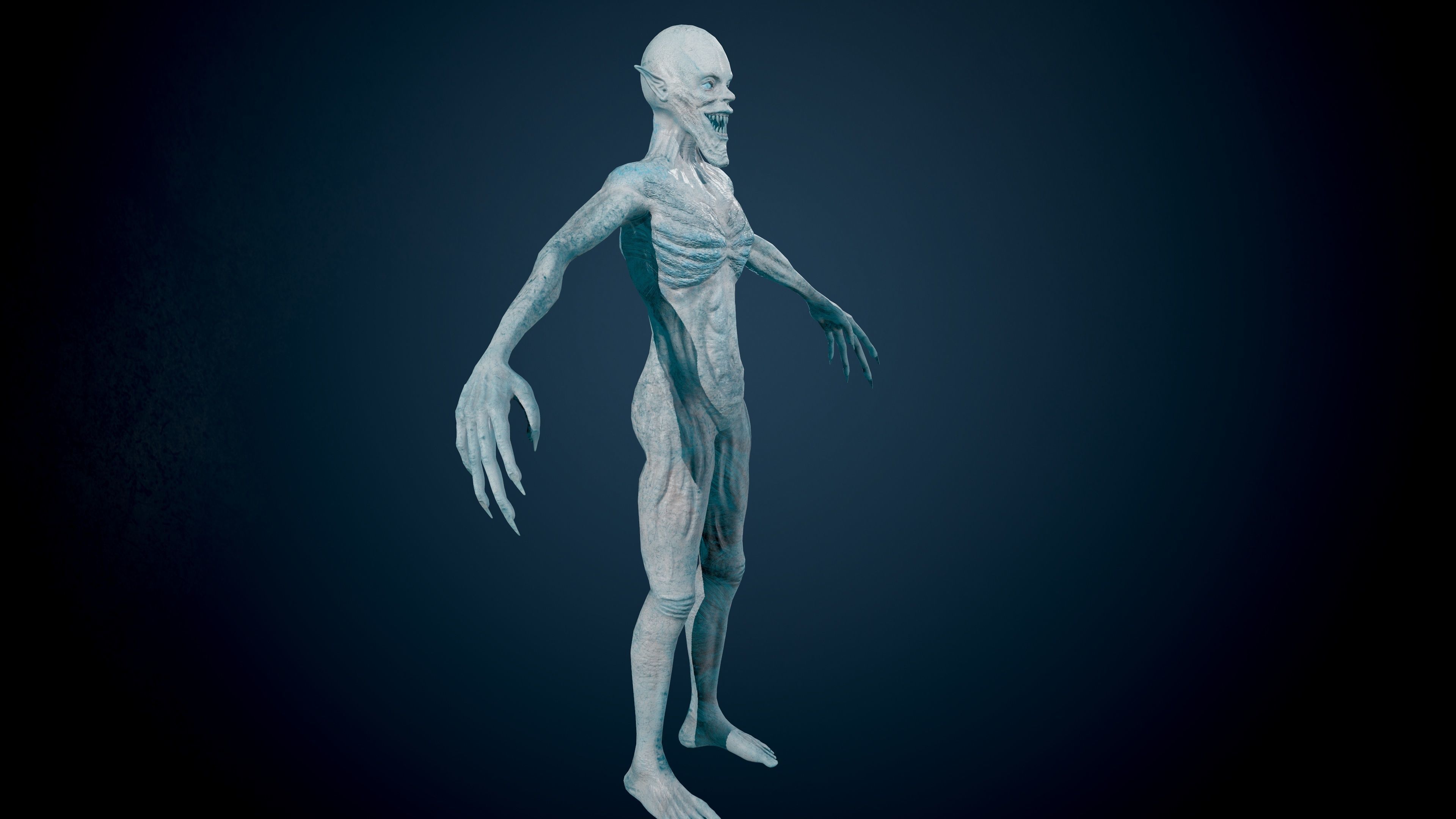 Ghoul human skeleton Low-poly 3D model_2