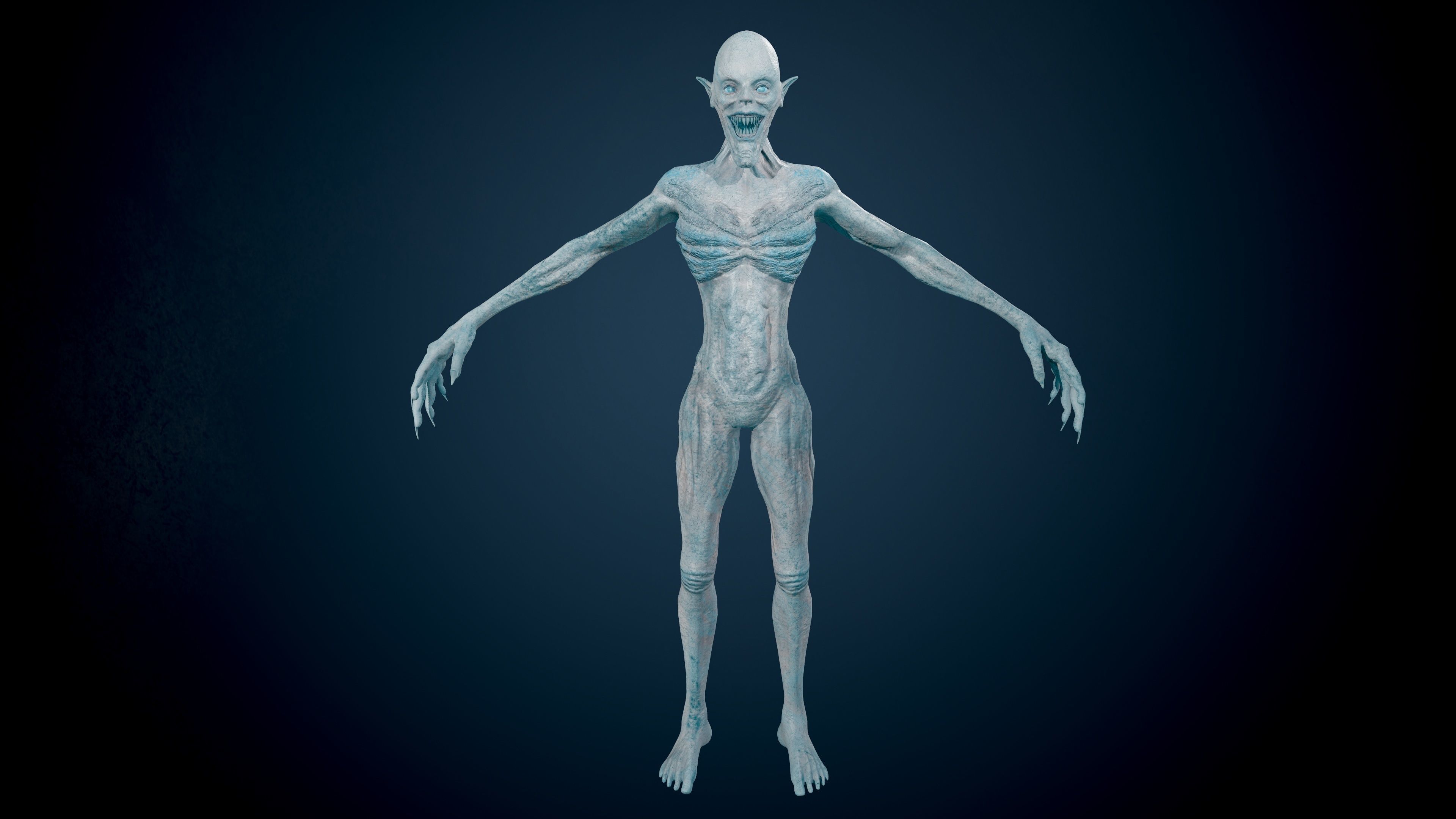 Ghoul human skeleton Low-poly 3D model_1