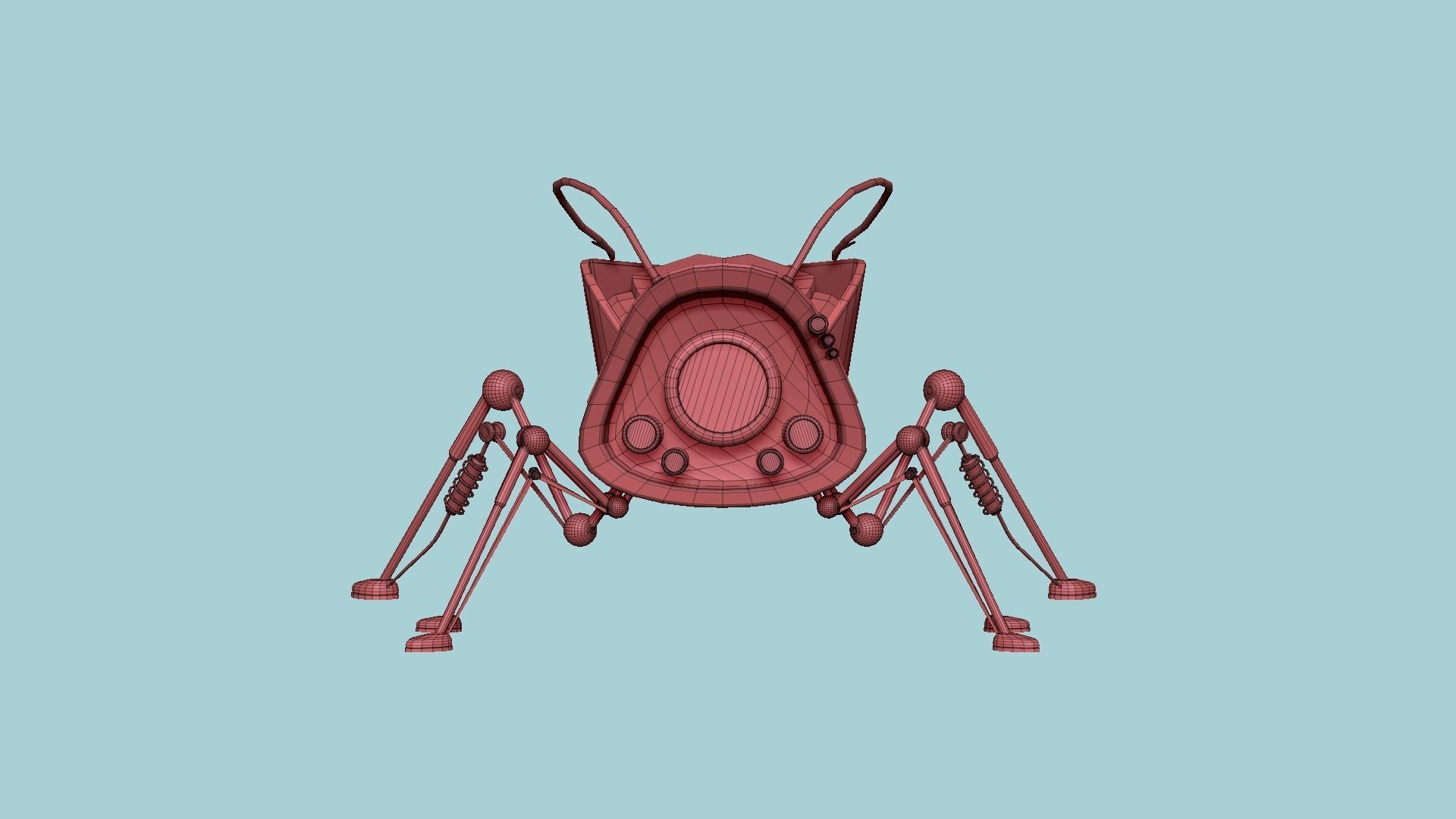Insect Robot F02 Dark Steel - SciFi Character Design Low-poly 3D model_16