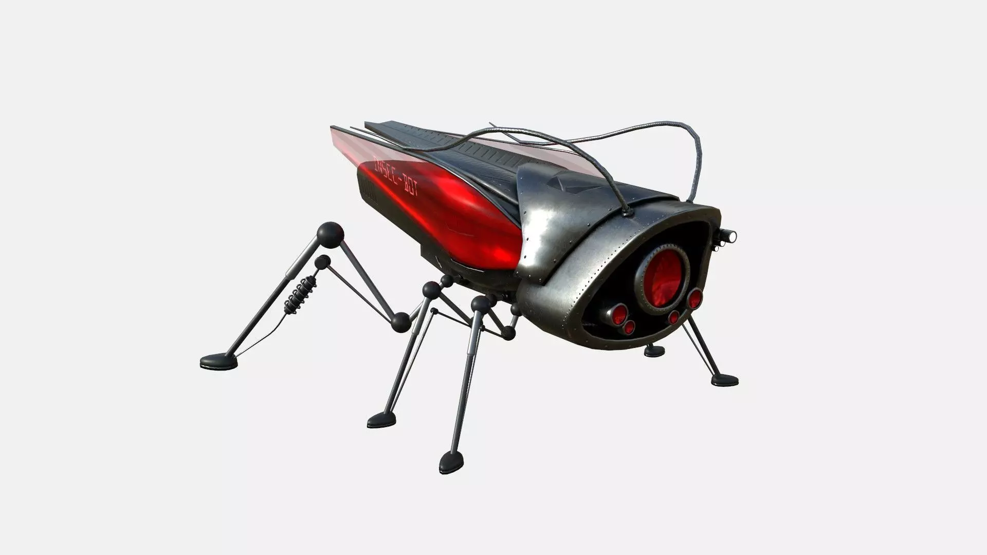 Insect Robot F02 Dark Steel - SciFi Character Design Low-poly 3D model_0