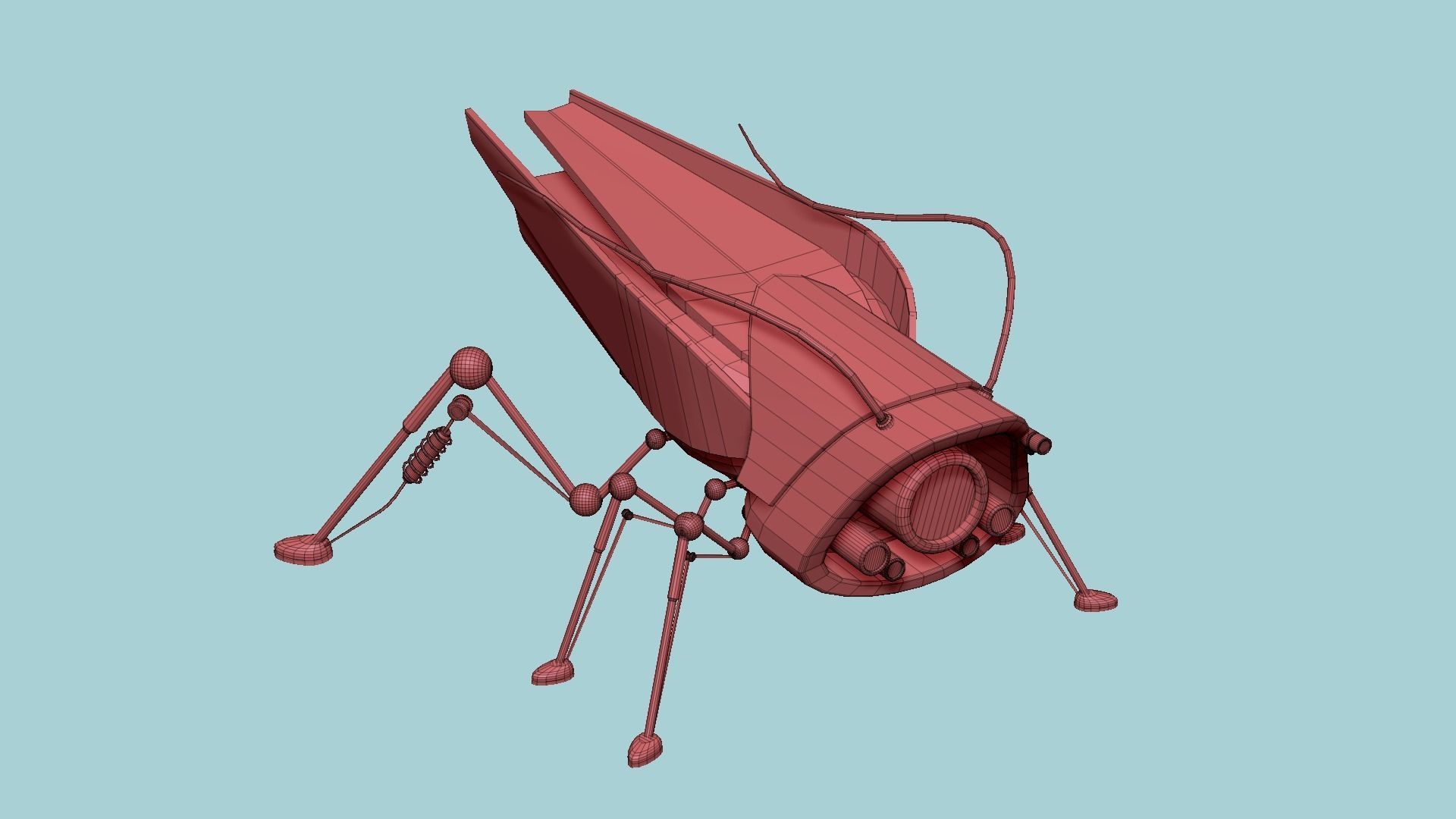 Insect Robot F03 Black Green - SciFi Character Design Low-poly 3D model_17