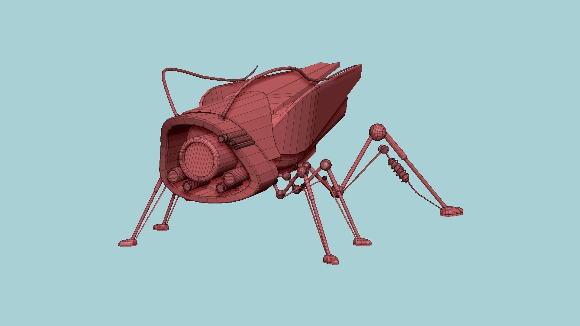 Insect Robot F03 Black Green - SciFi Character Design Low-poly 3D model_13