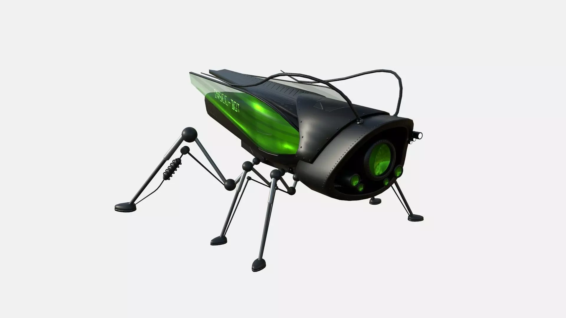 Insect Robot F03 Black Green - SciFi Character Design Low-poly 3D model_0