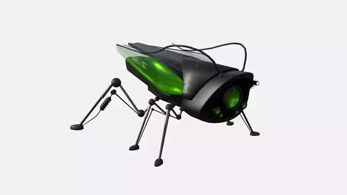 Insect Robot F03 Black Green - SciFi Character Design Low-poly 3D model