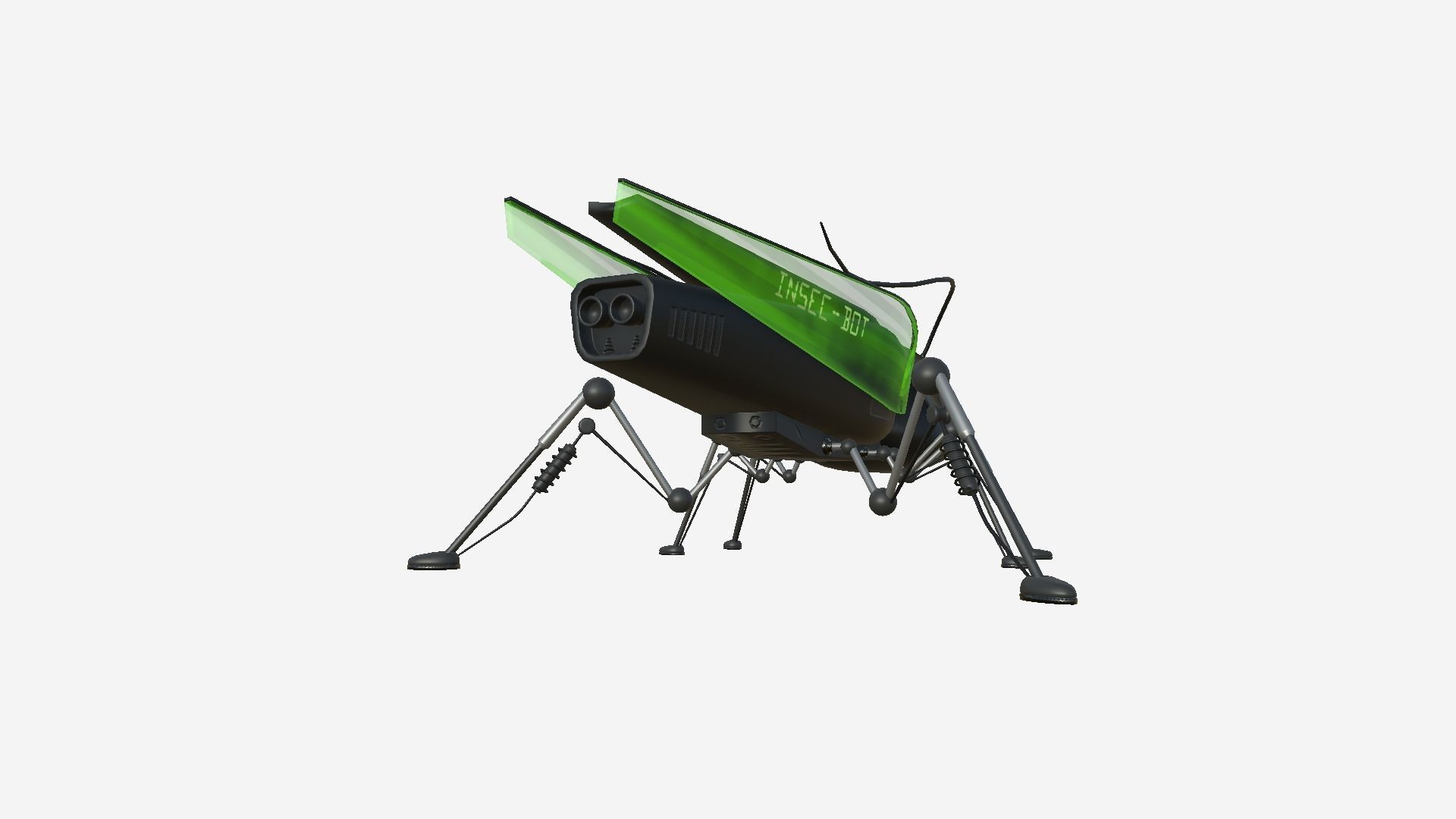 Insect Robot F03 Black Green - SciFi Character Design Low-poly 3D model_3