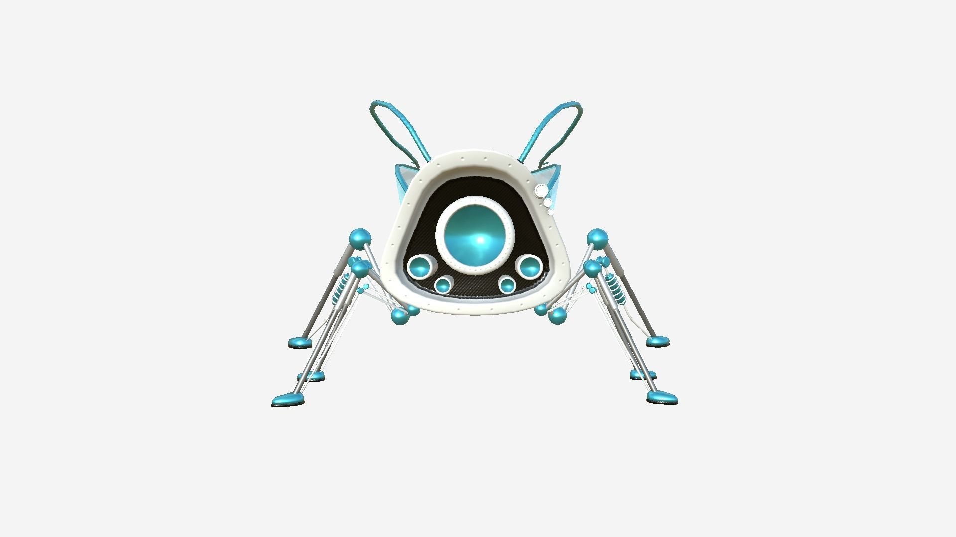 Insect Robot F04 White Blue - SciFi Character Design Low-poly 3D model_4