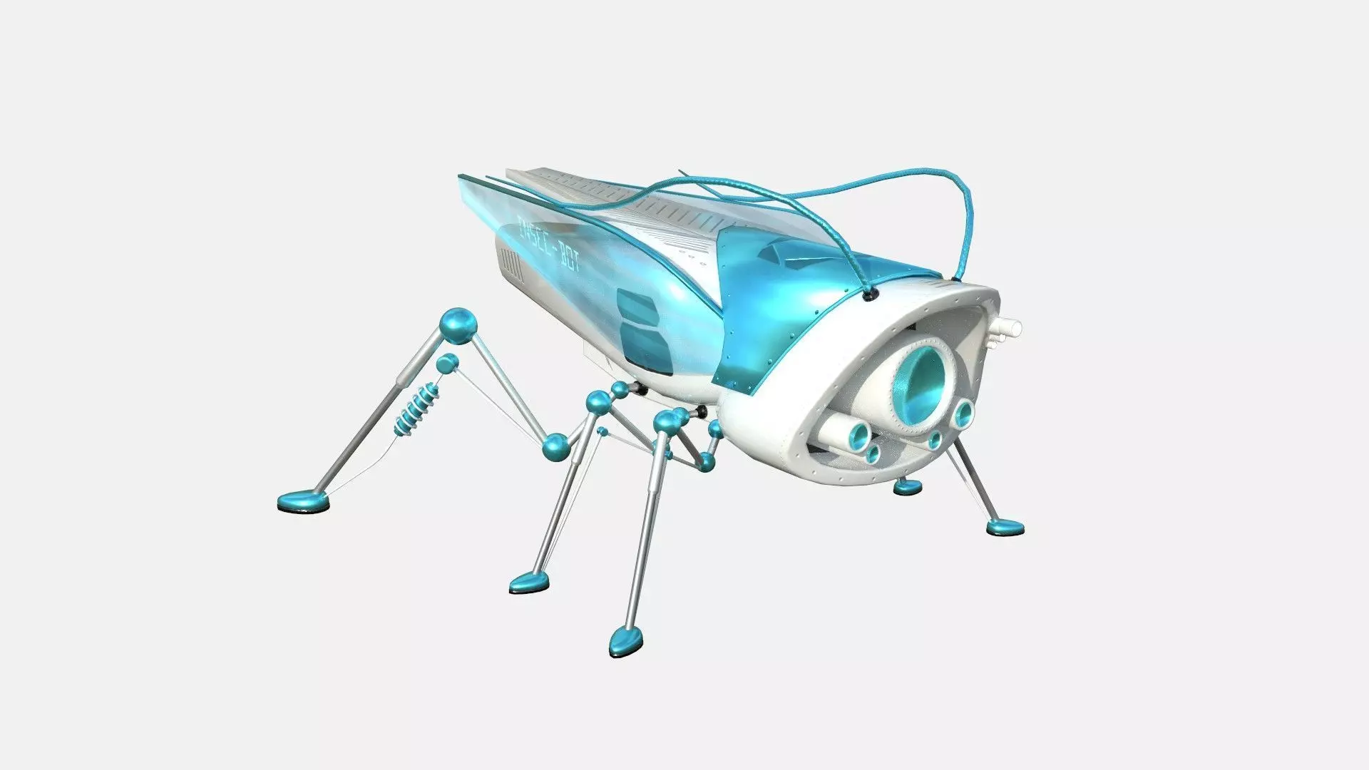 Insect Robot F04 White Blue - SciFi Character Design Low-poly 3D model_0