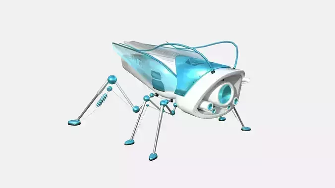 Insect Robot F04 White Blue - SciFi Character Design Low-poly 3D model