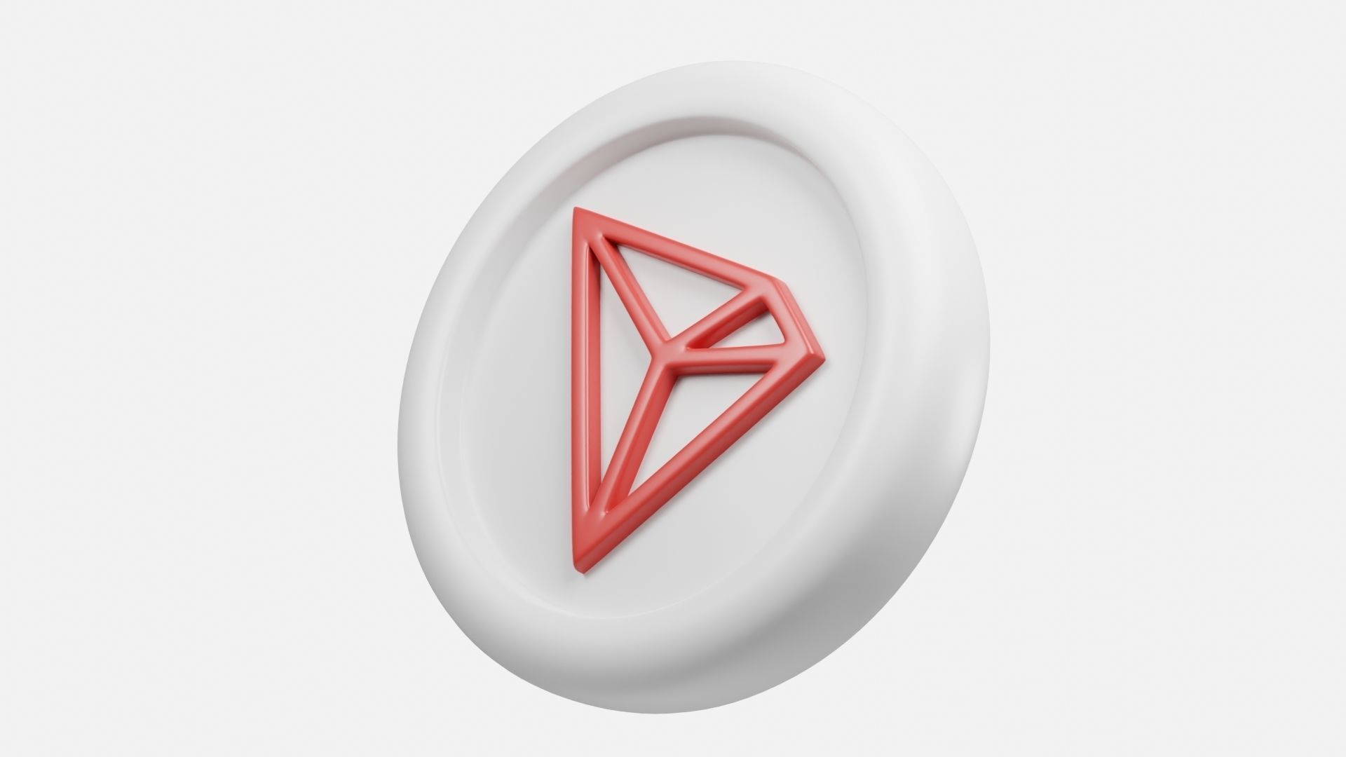 TRX or Tron Silver Crypto Coin with cartoon style 3D model_1