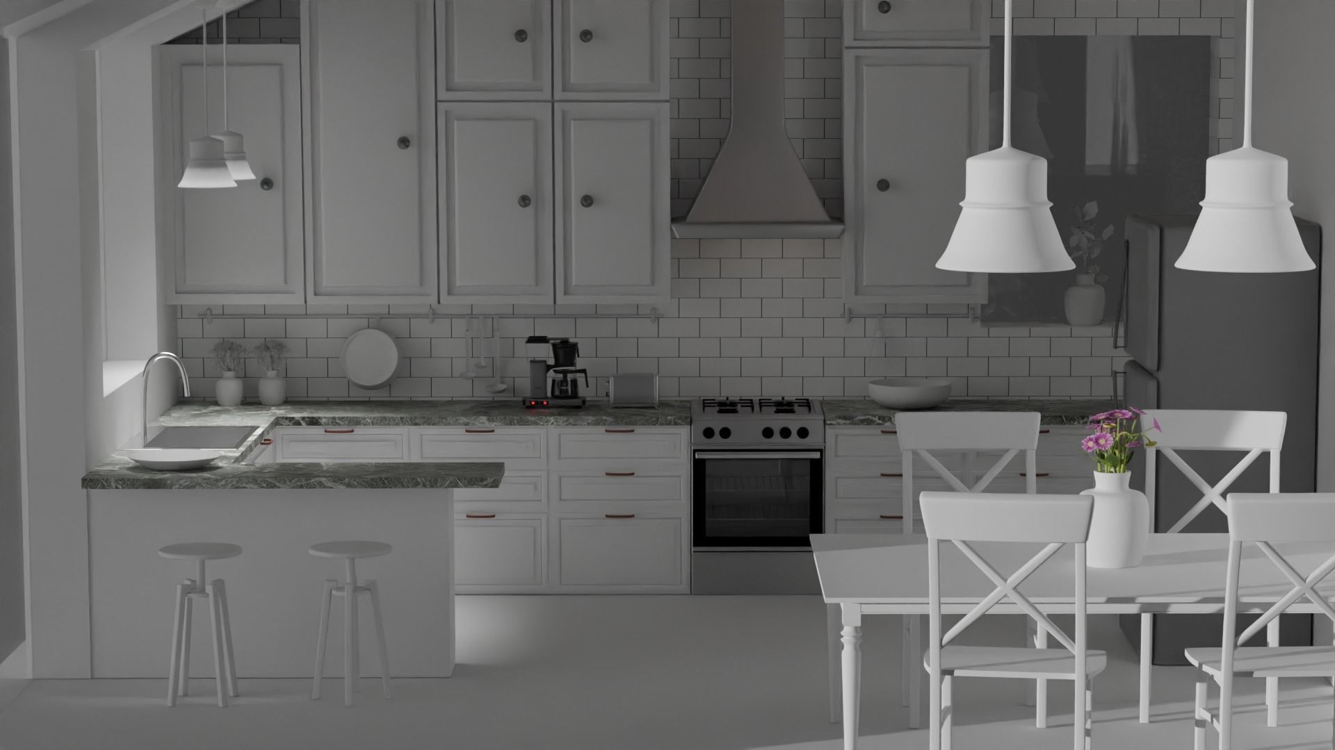 Modern Kitchen Free 3D model_1