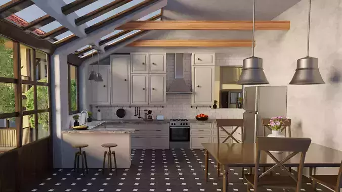 Modern Kitchen Free 3D model