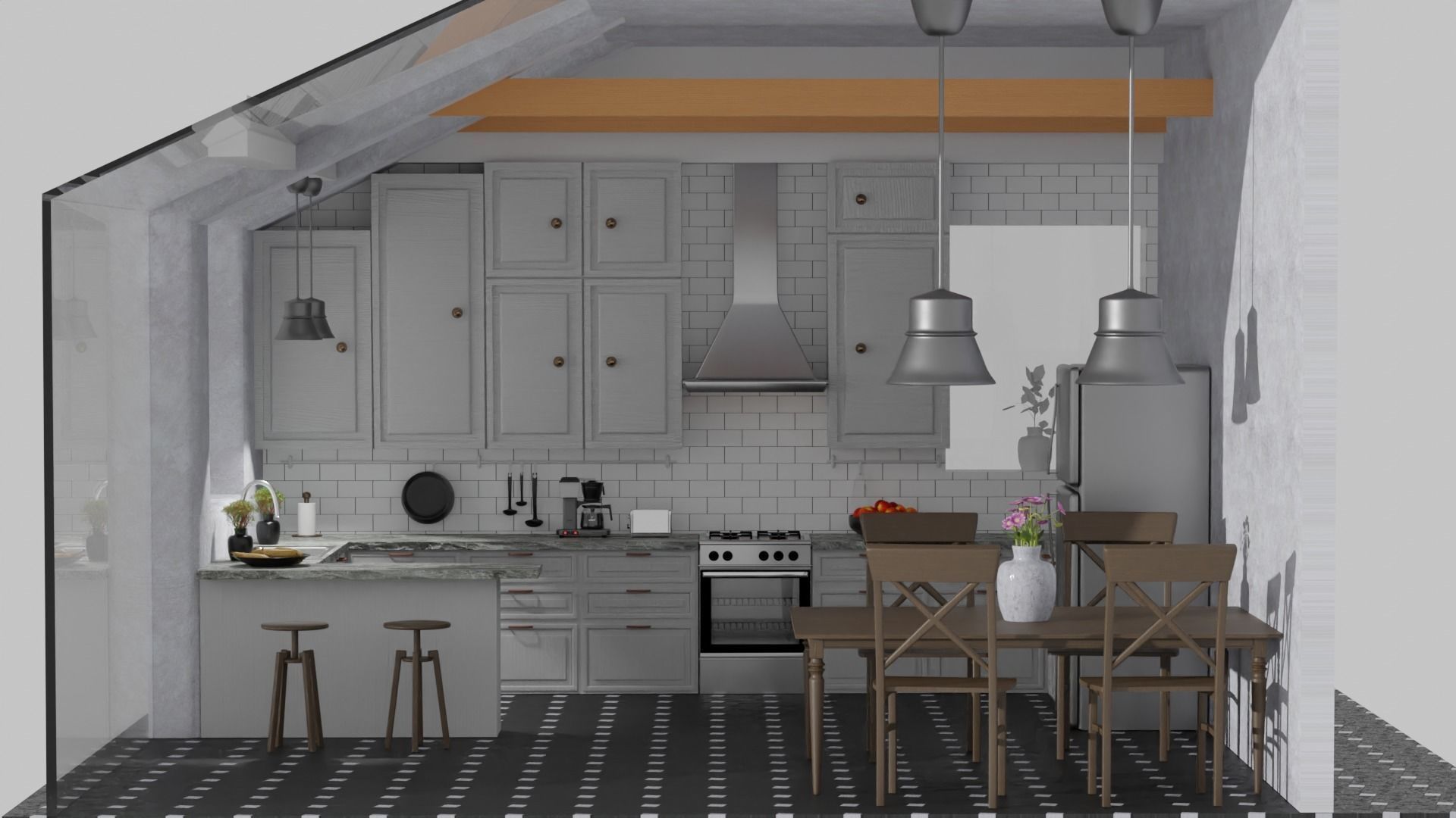 Modern Kitchen Free 3D model_3