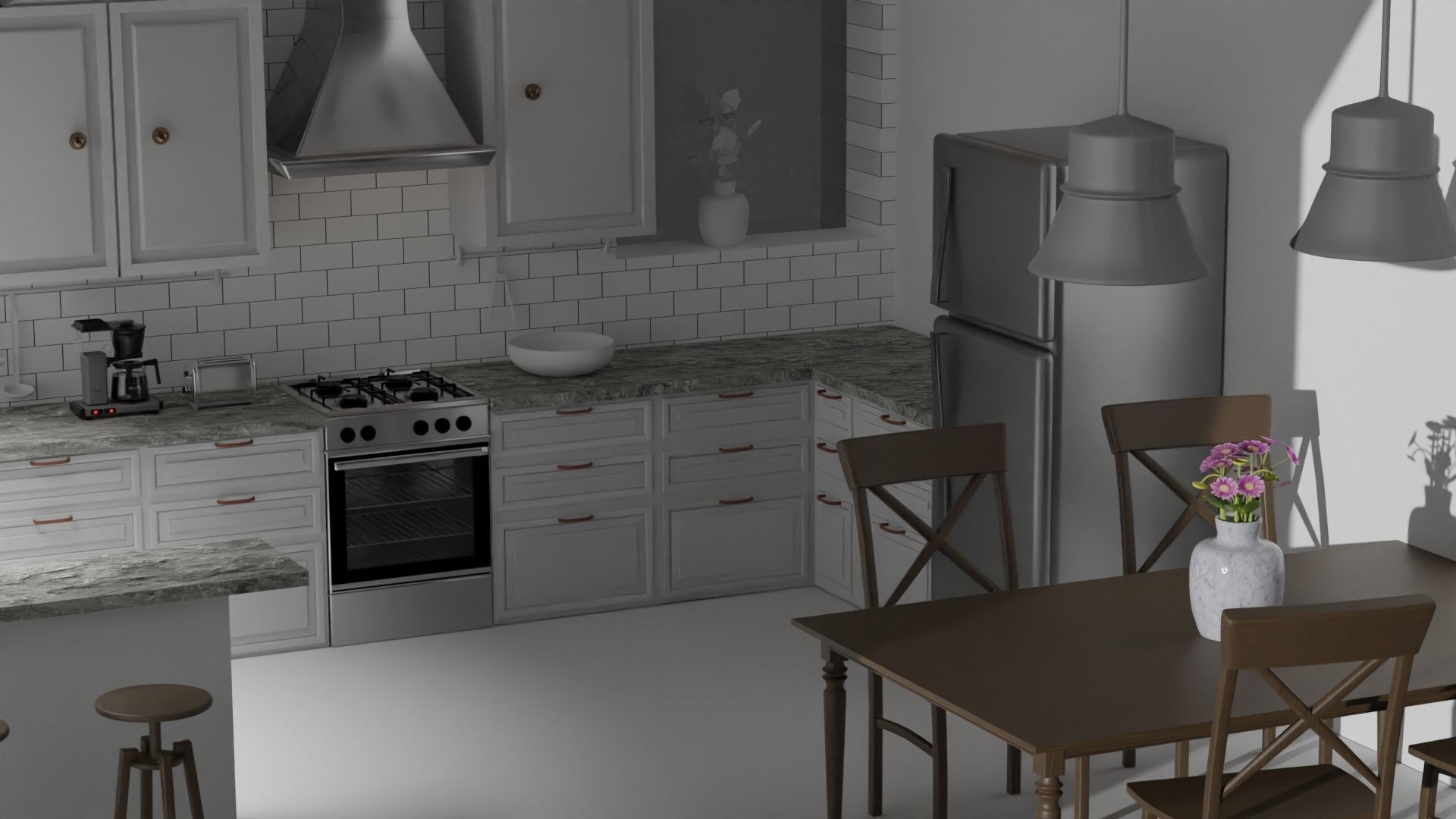 Modern Kitchen Free 3D model_2