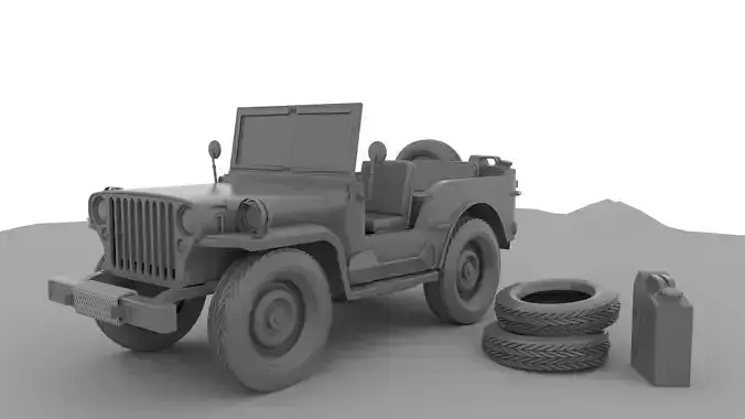 3D Jeep Model old with tires