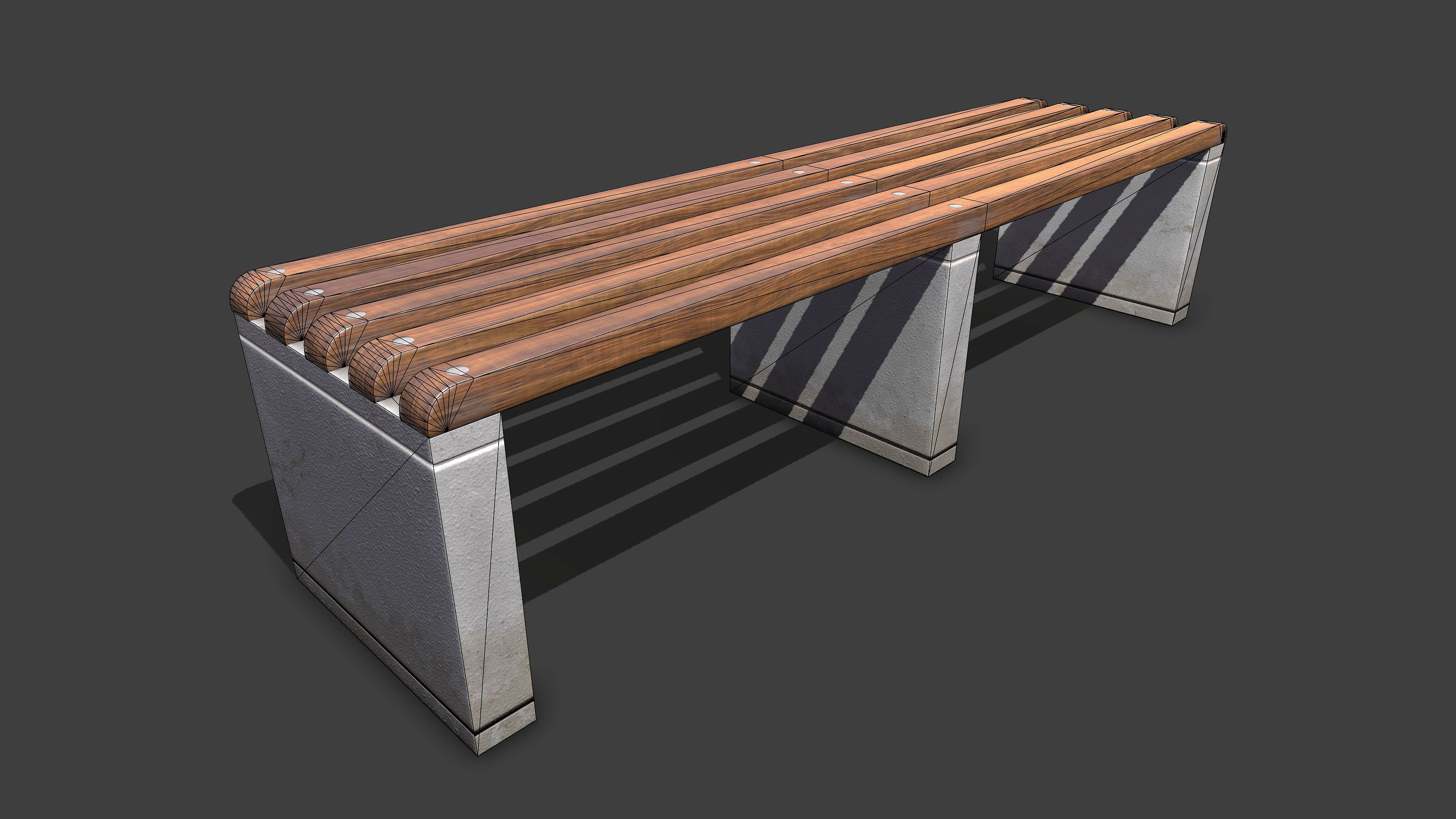 Bench Low-poly 3D model_2
