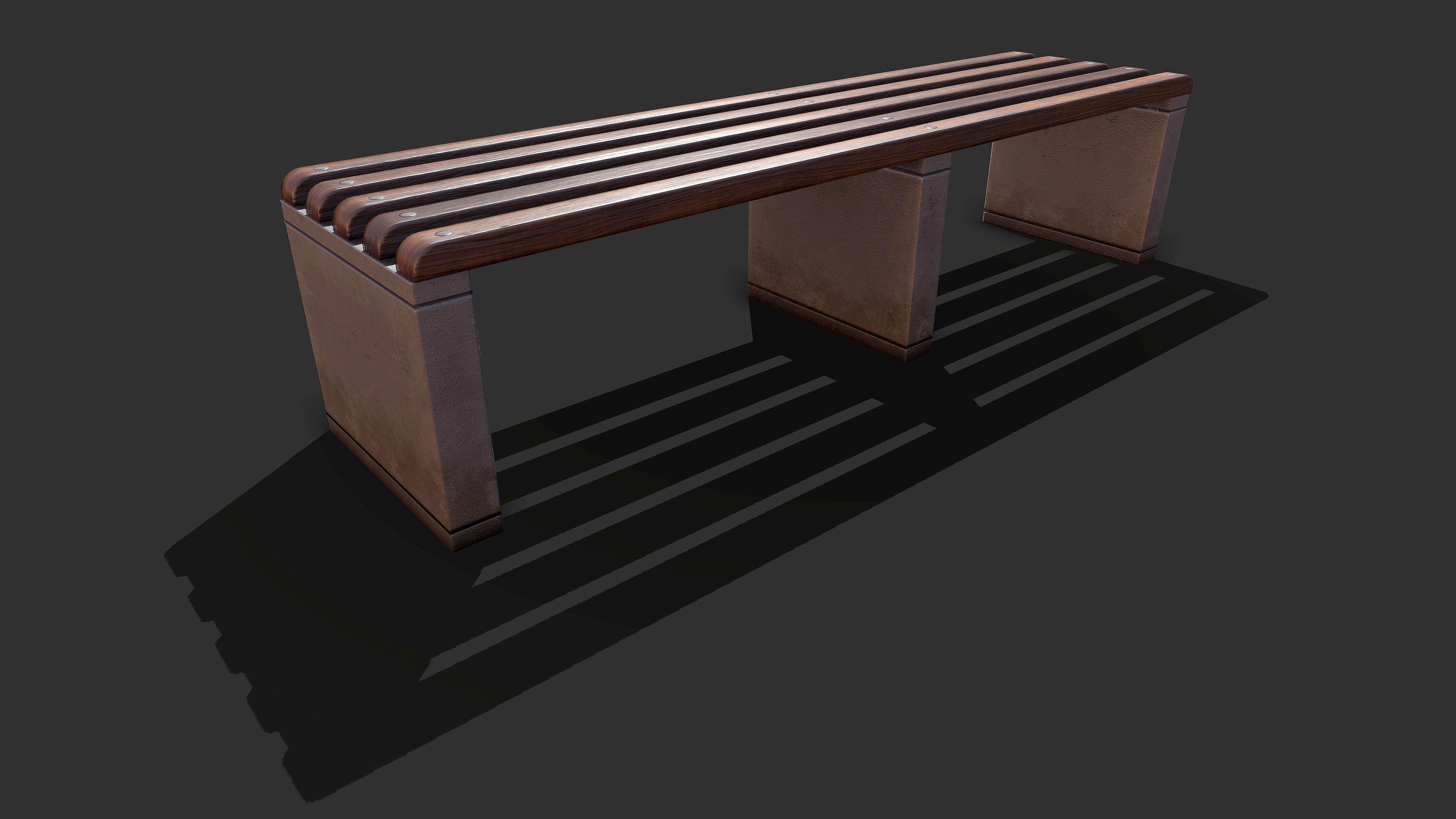Bench Low-poly 3D model_3