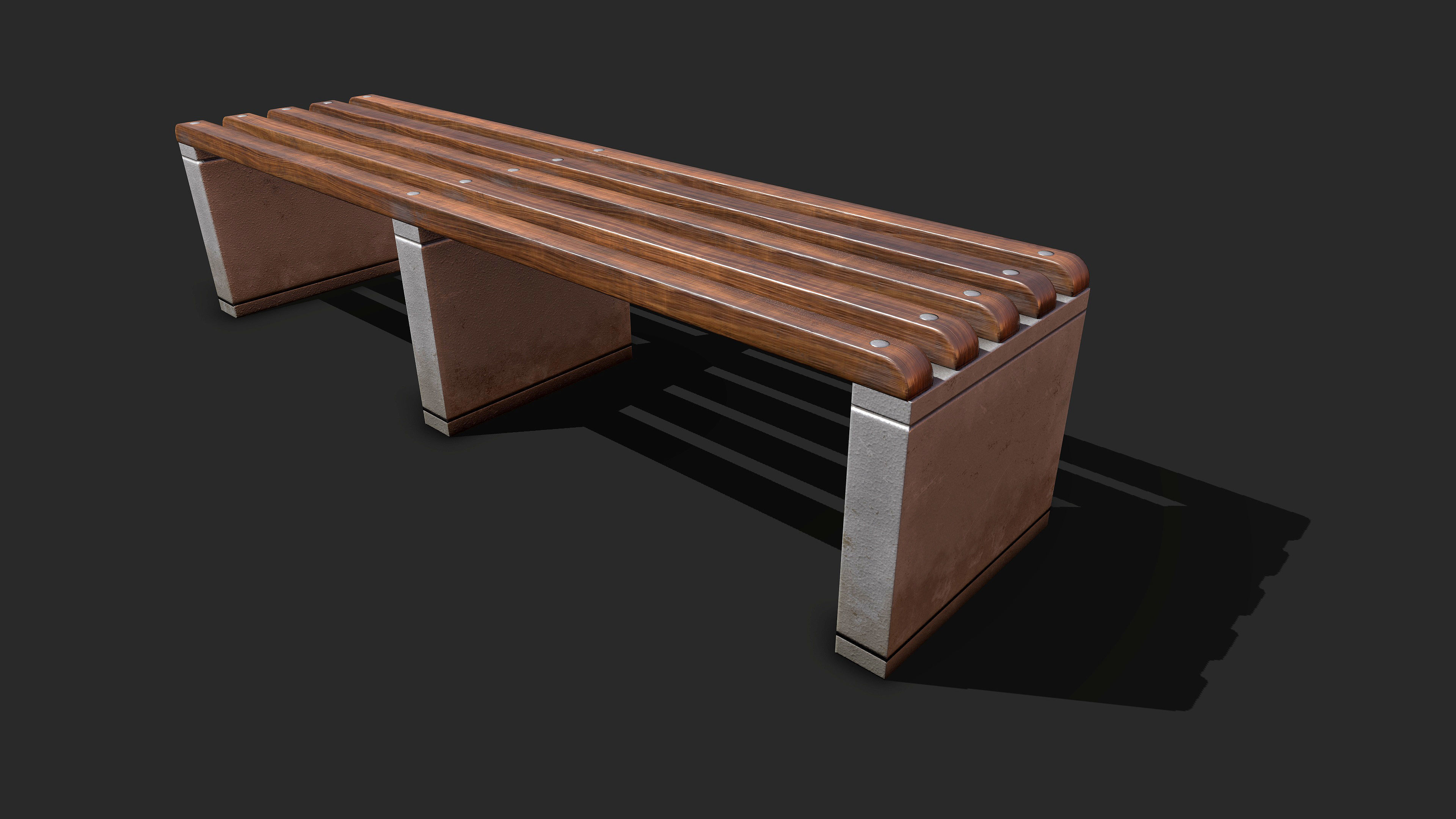 Bench Low-poly 3D model_5