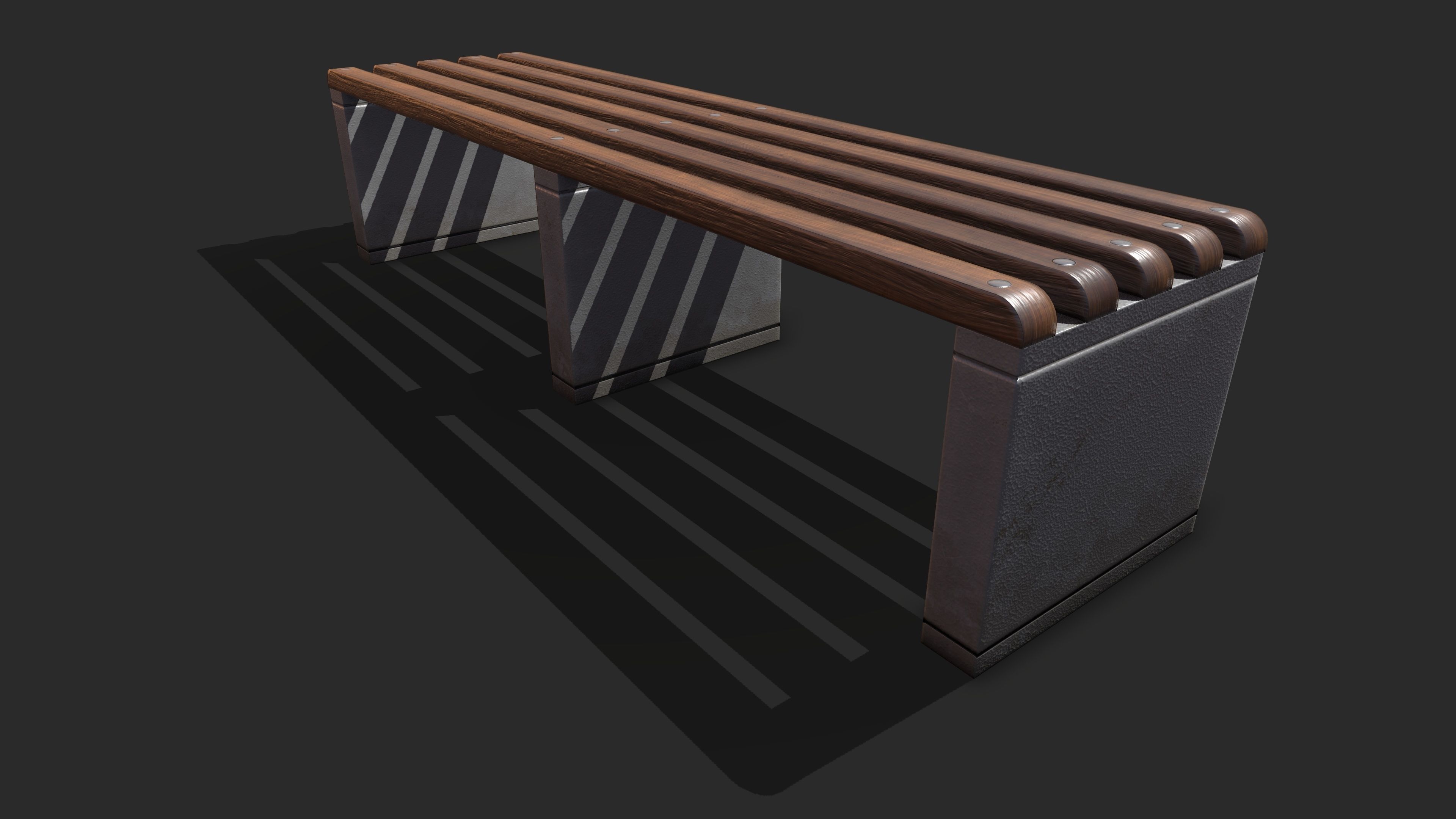 Bench Low-poly 3D model_4