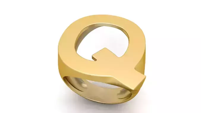 Q Letter  Plain Gold Ring 