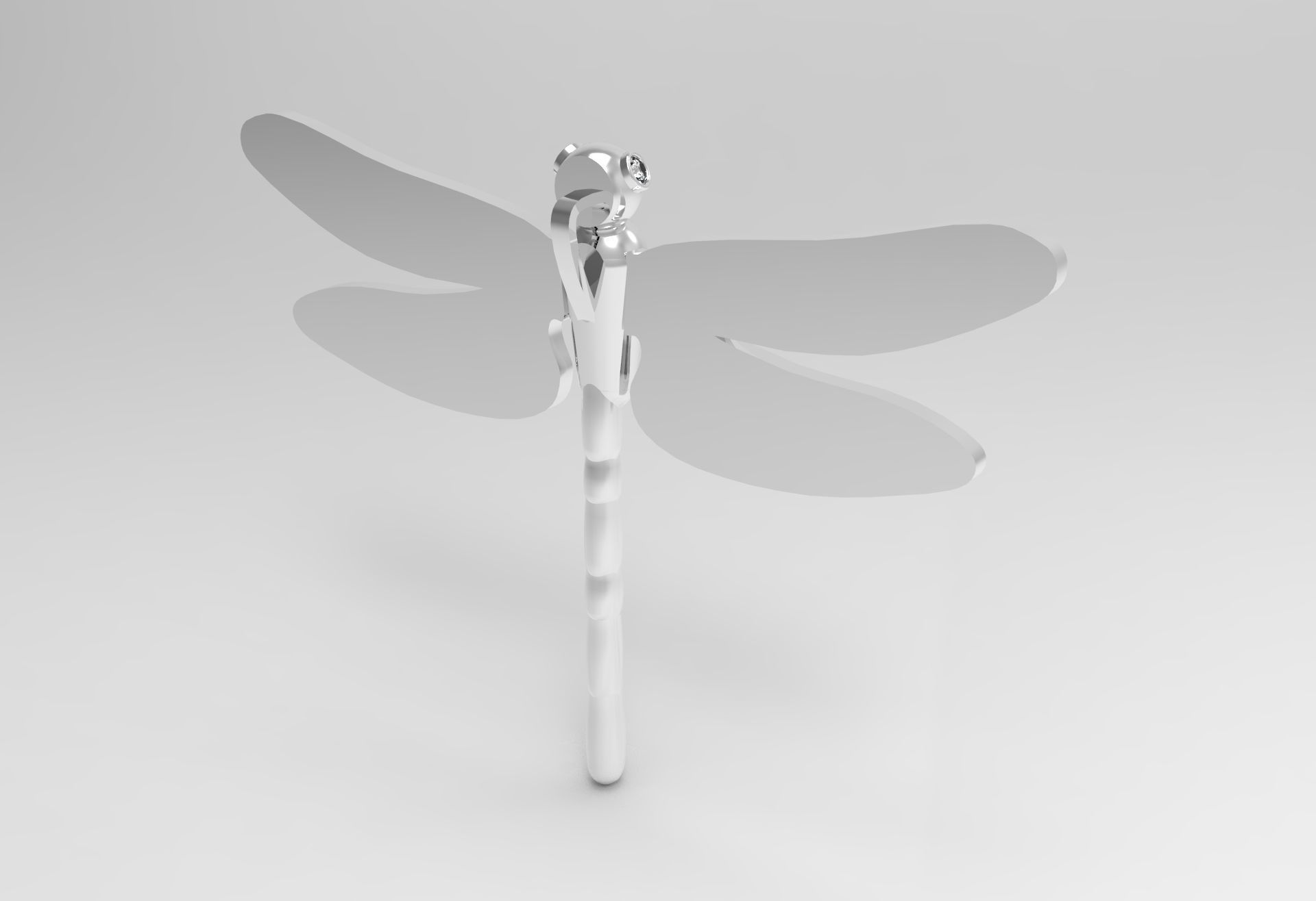 Dragonfly Pendant with Diamonds 3D print model_3