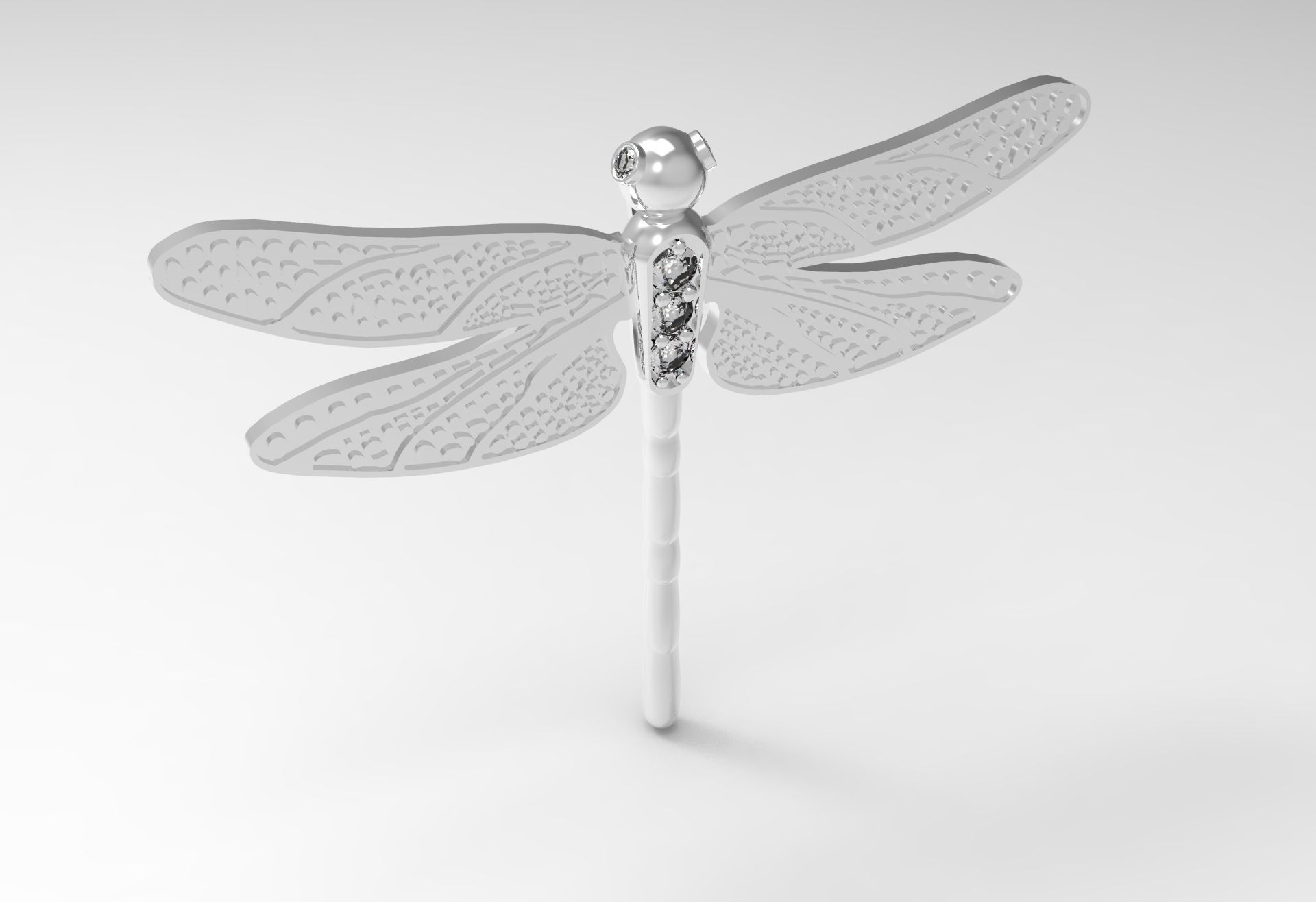 Dragonfly Pendant with Diamonds 3D print model_1