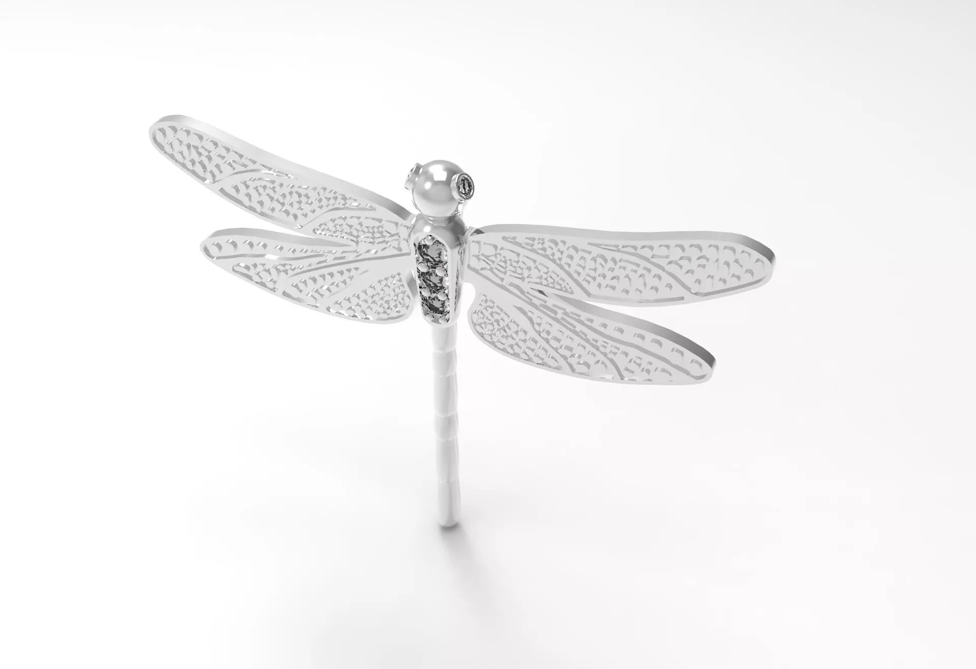 Dragonfly Pendant with Diamonds 3D print model_0