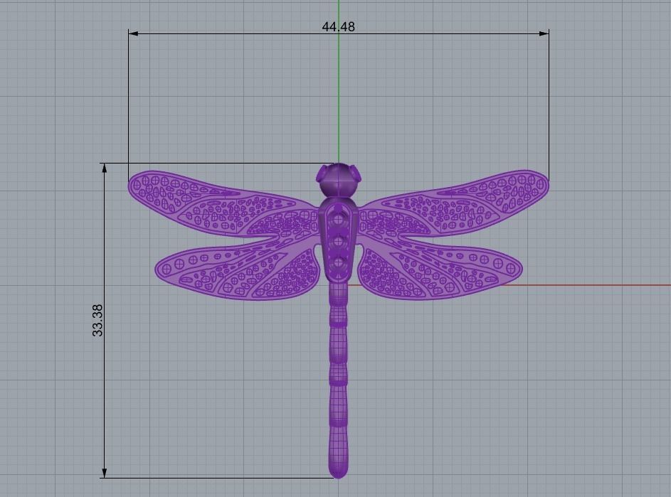 Dragonfly Pendant with Diamonds 3D print model_4