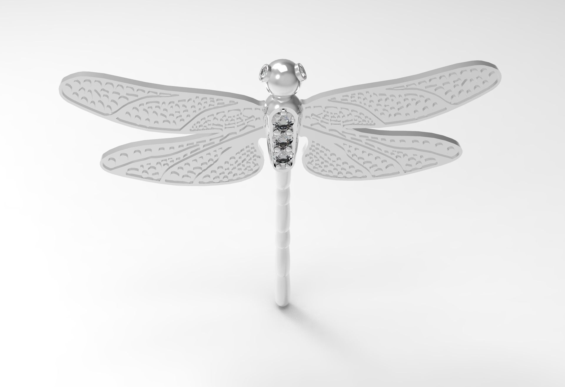Dragonfly Pendant with Diamonds 3D print model_2