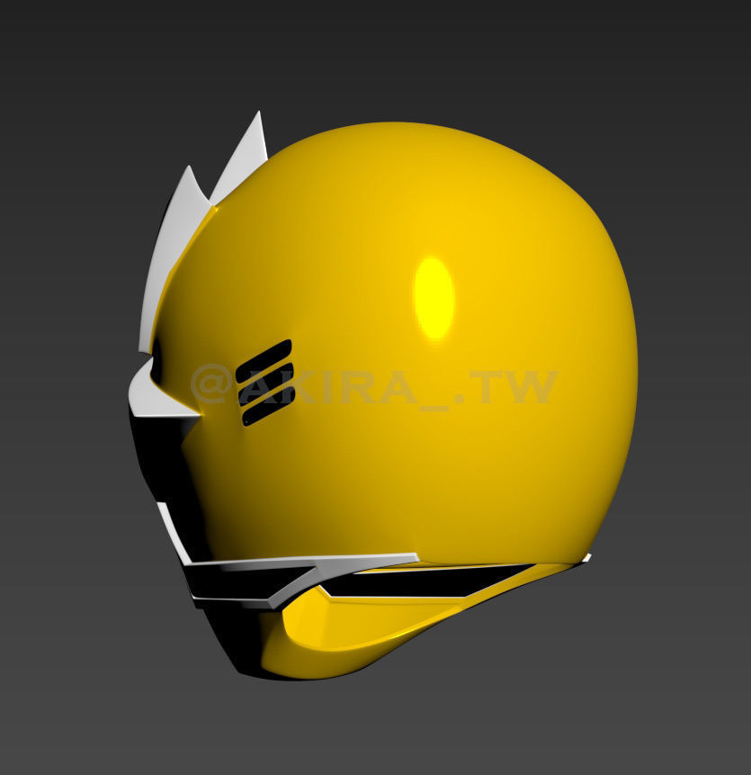 Power Ranger Gold Samurai Ranger Helmet  3D print model_3