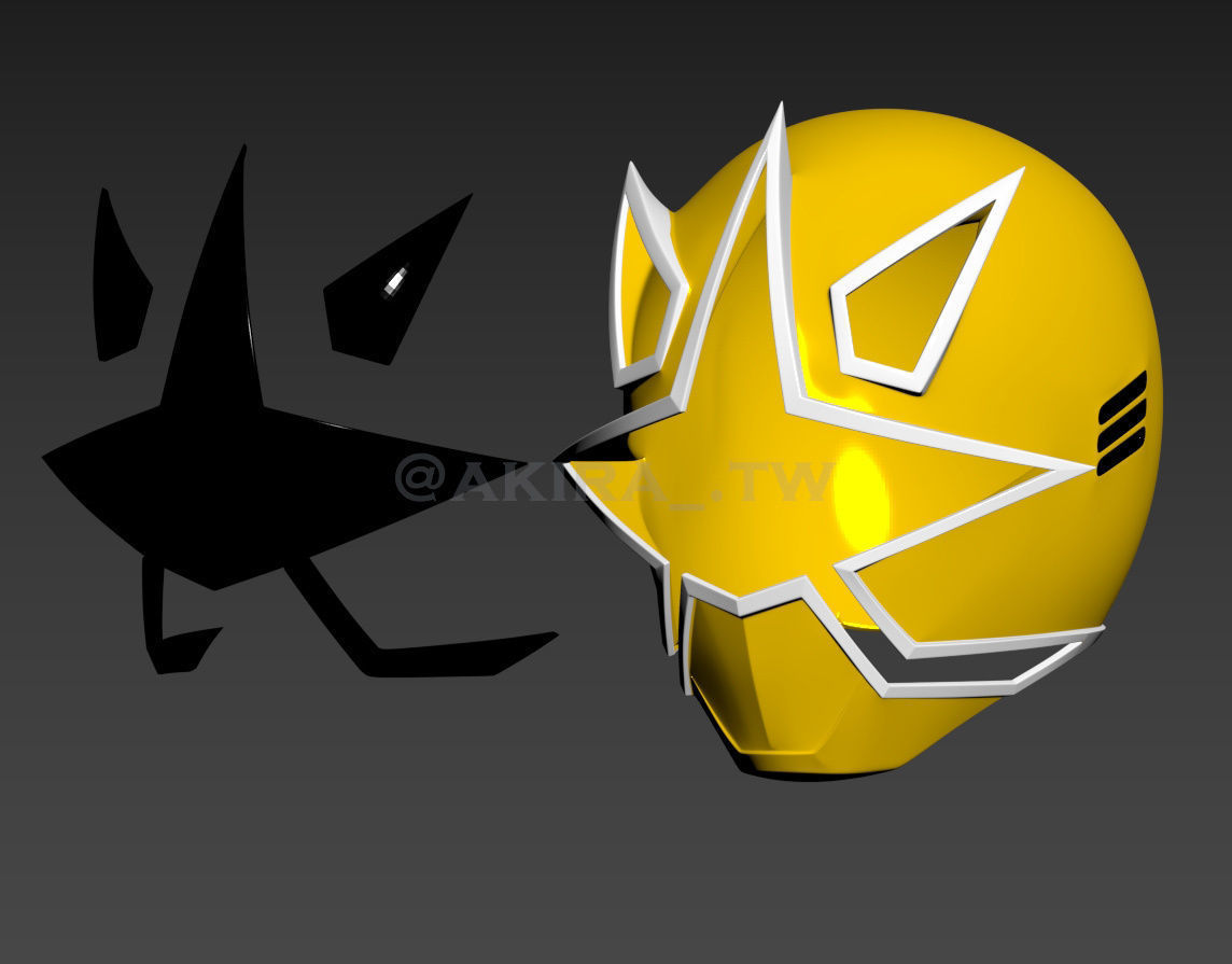 Power Ranger Gold Samurai Ranger Helmet  3D print model_5