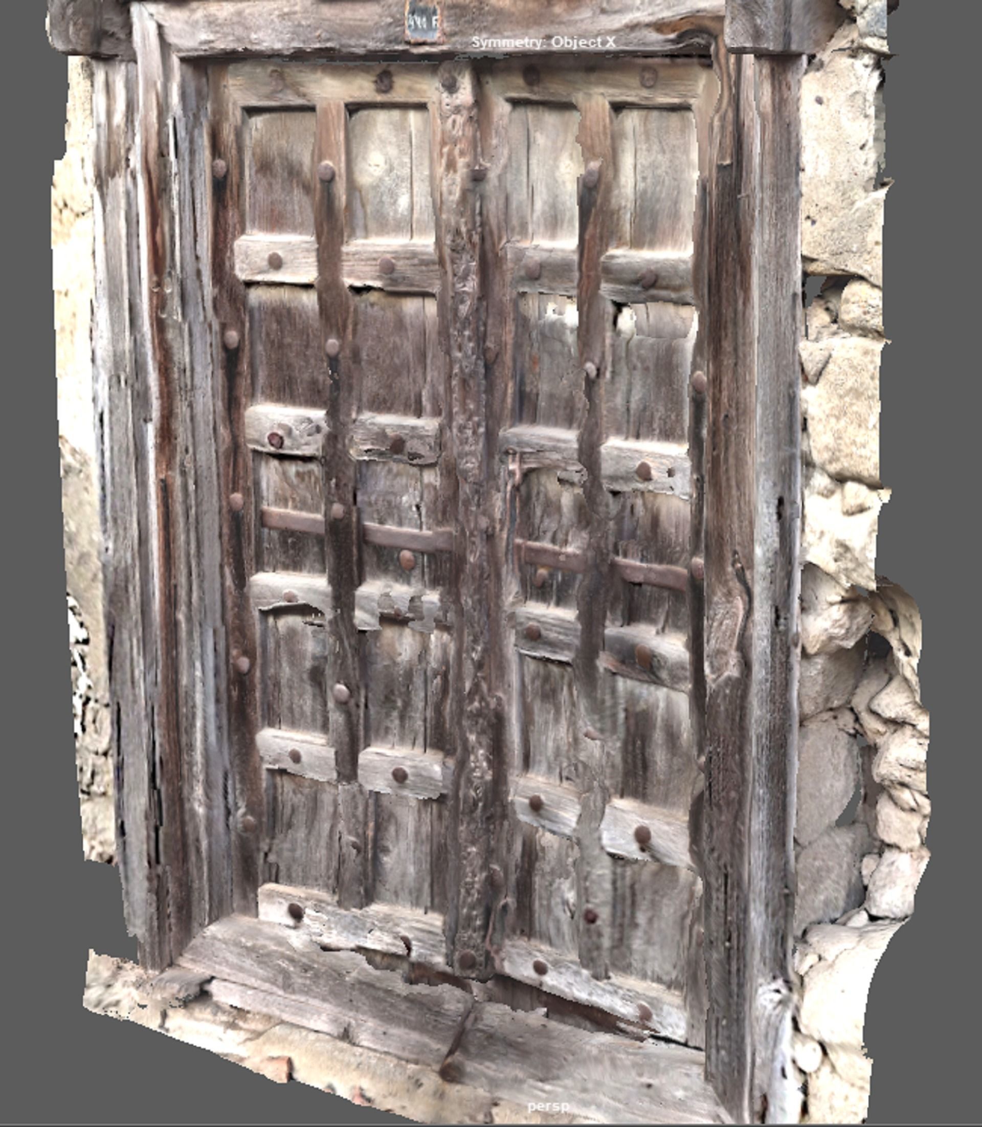 Ancient ruined doors of broken ruined house 3D model_6