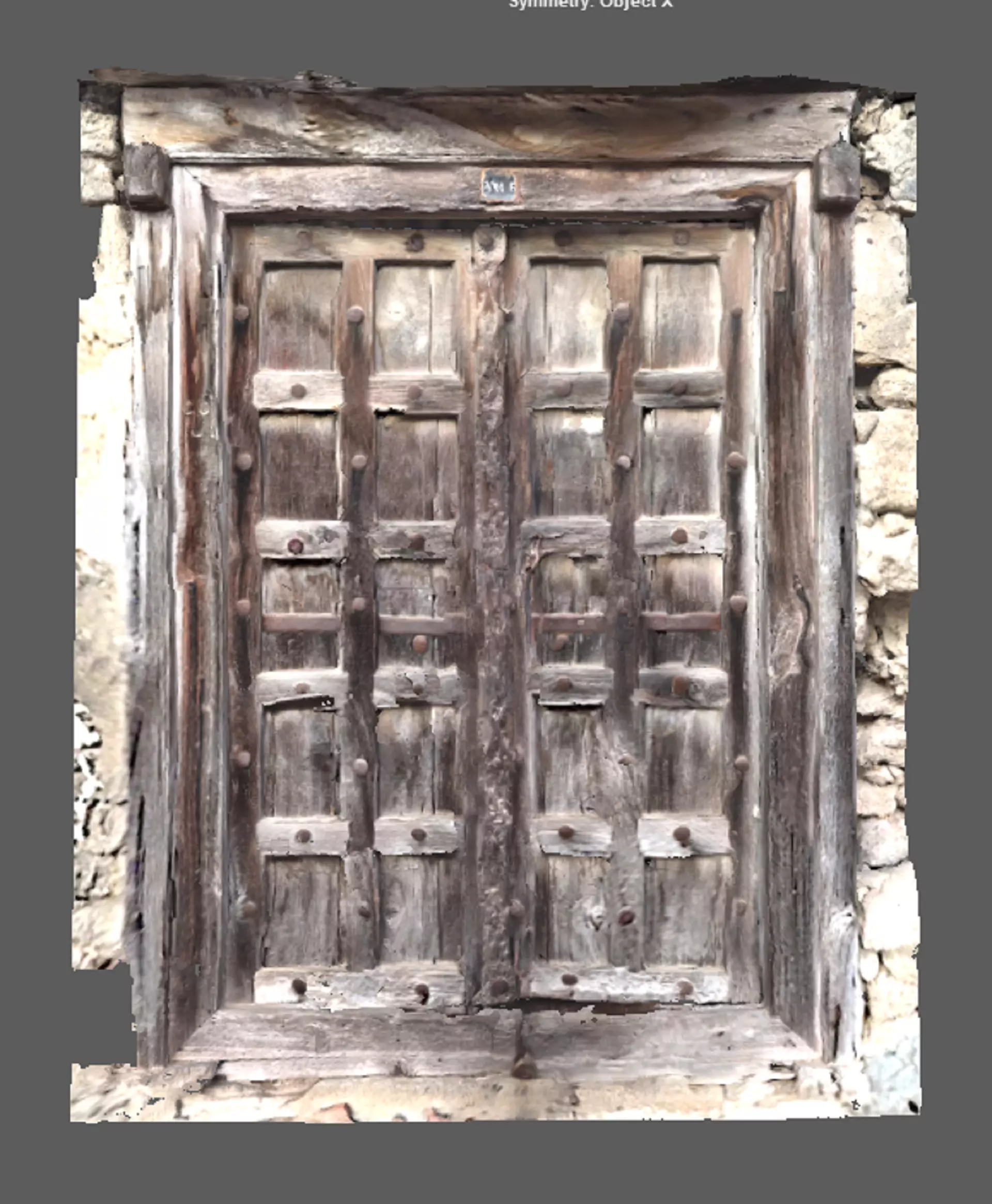 Ancient ruined doors of broken ruined house 3D model_0