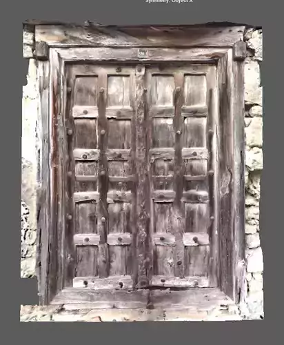 Ancient ruined doors of broken ruined house 3D model