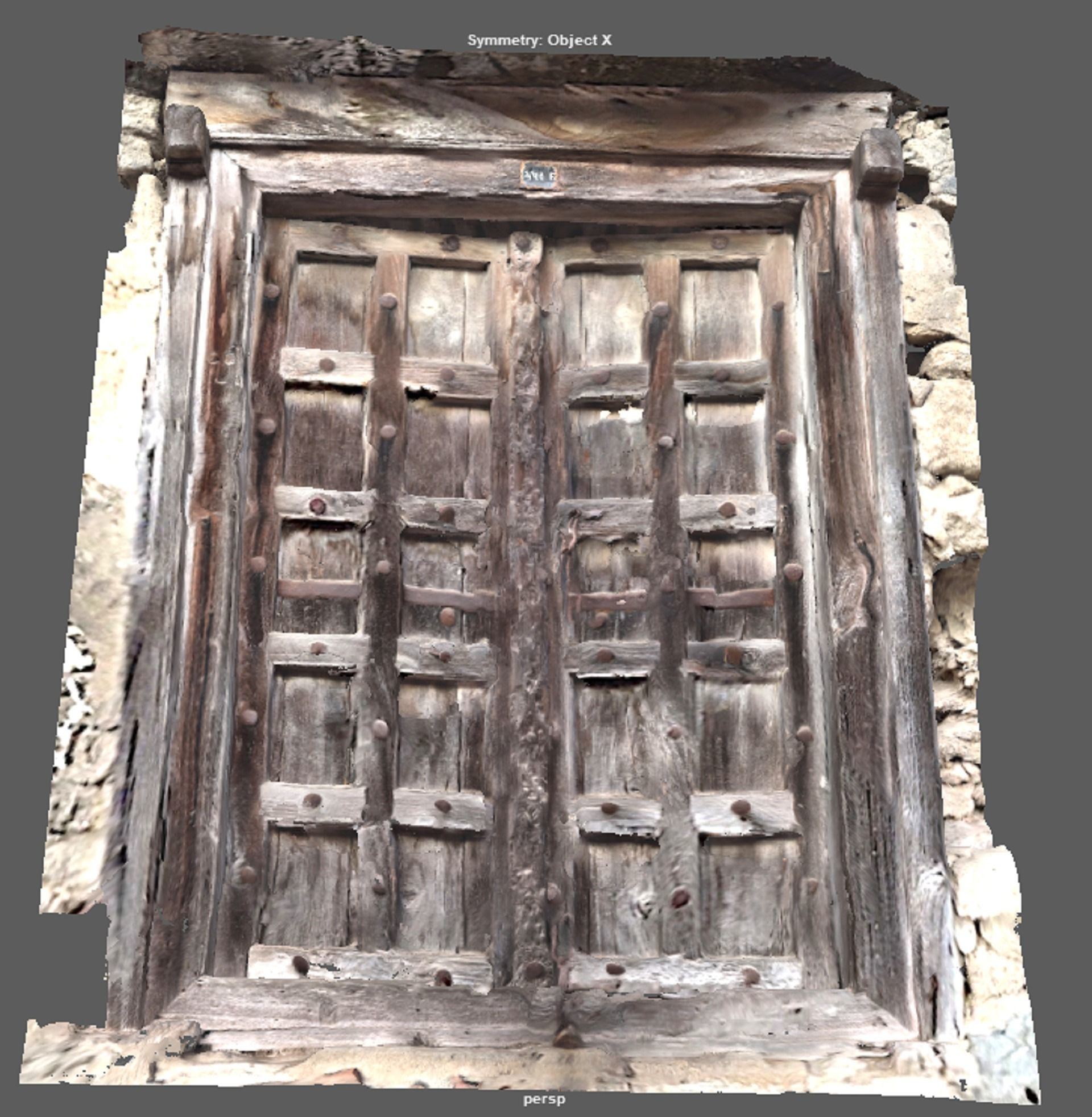 Ancient ruined doors of broken ruined house 3D model_5