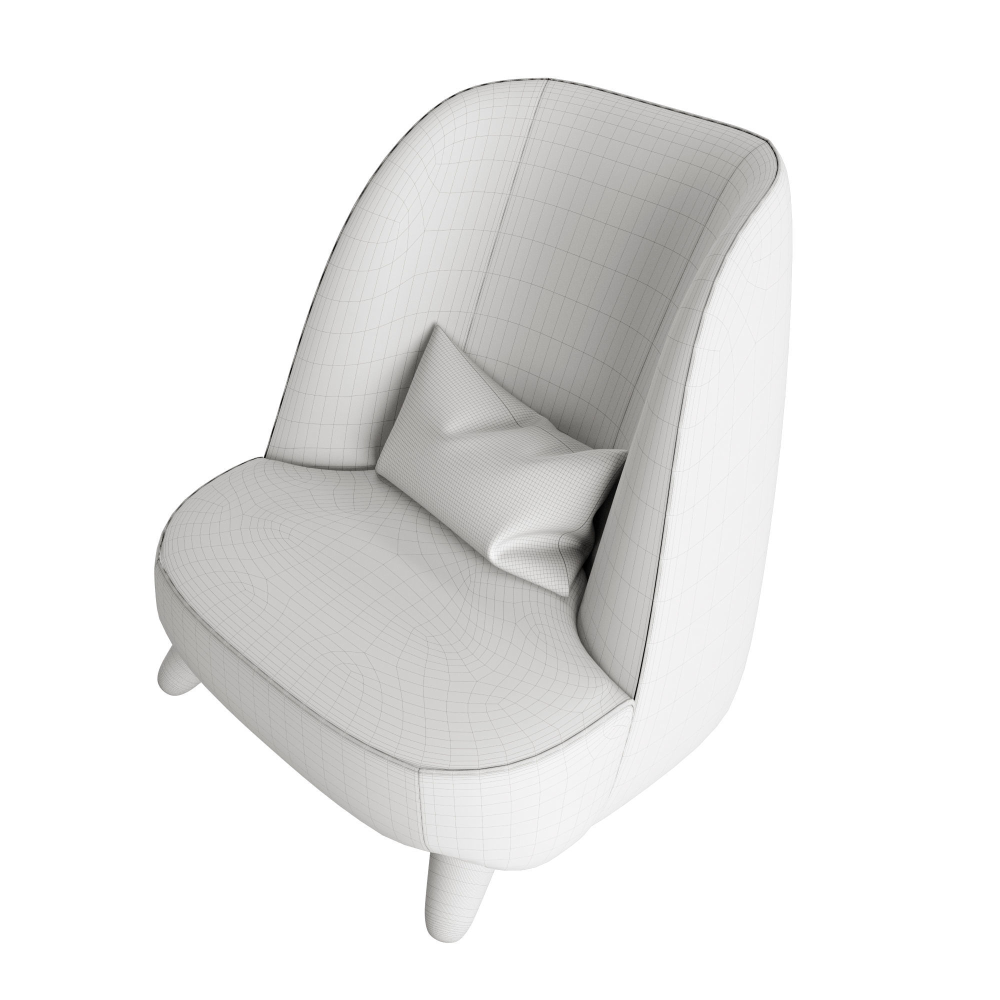 Gradisca lounge chair with legs 3D model_4