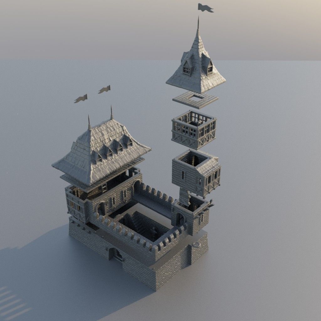 Medieval Guard House Tabletop Terrain 28 mm 3D print model_4