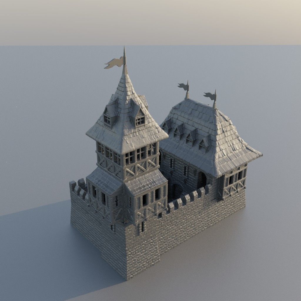 Medieval Guard House Tabletop Terrain 28 mm 3D print model_2