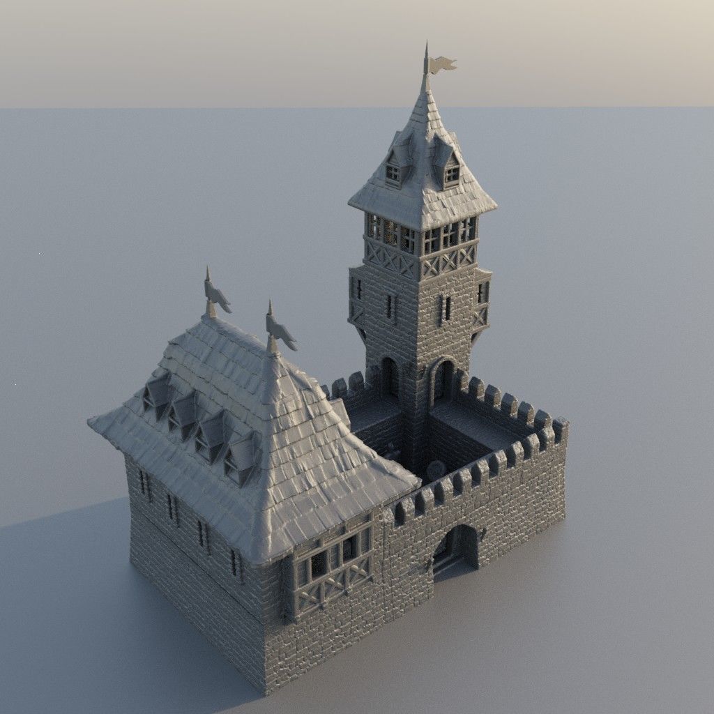 Medieval Guard House Tabletop Terrain 28 mm 3D print model_1