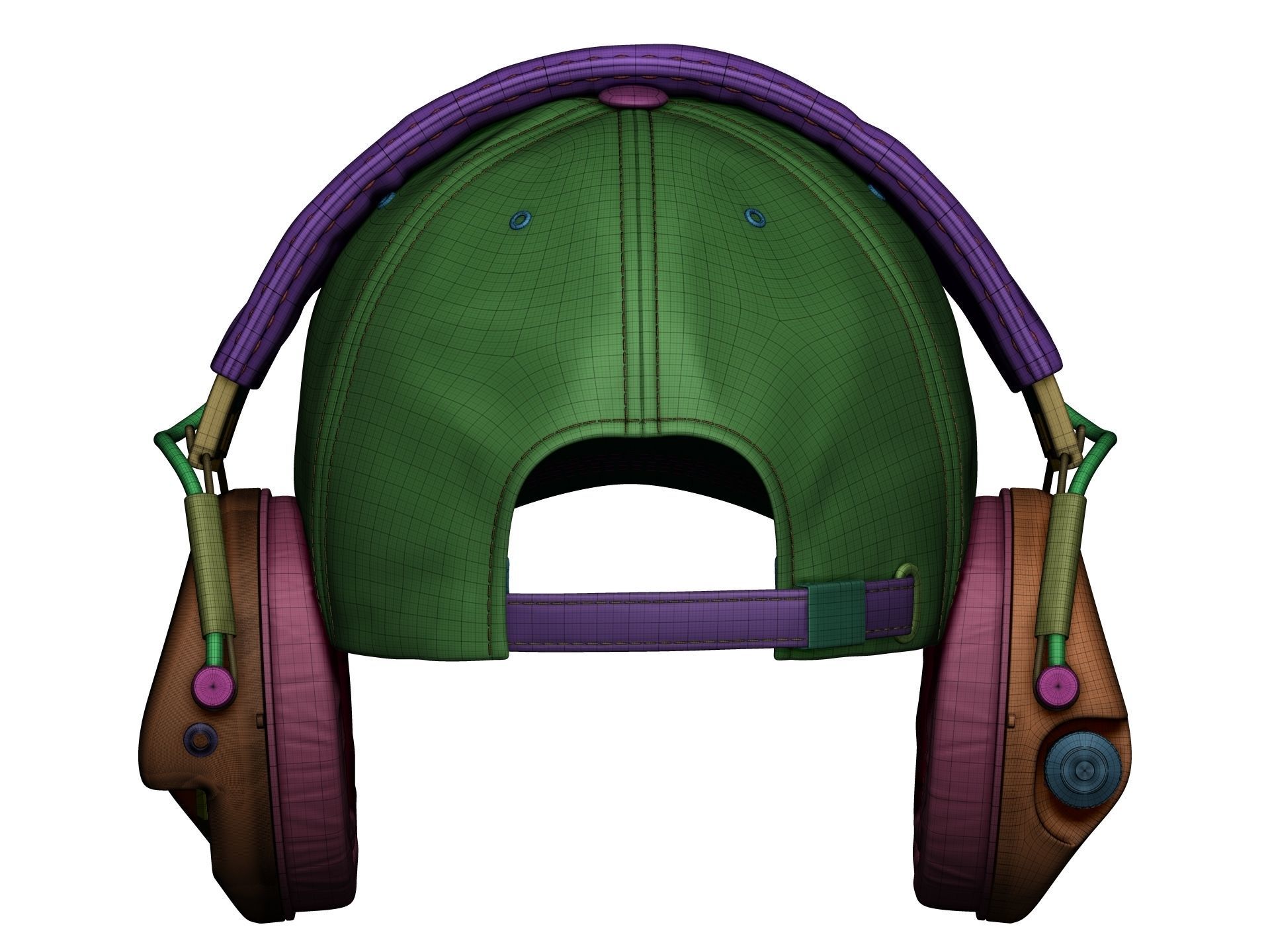 Baseball Cap and Active Headphone - High Poly 3D model_15