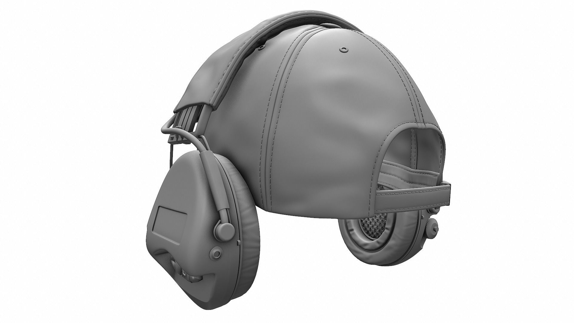Baseball Cap and Active Headphone - High Poly 3D model_5