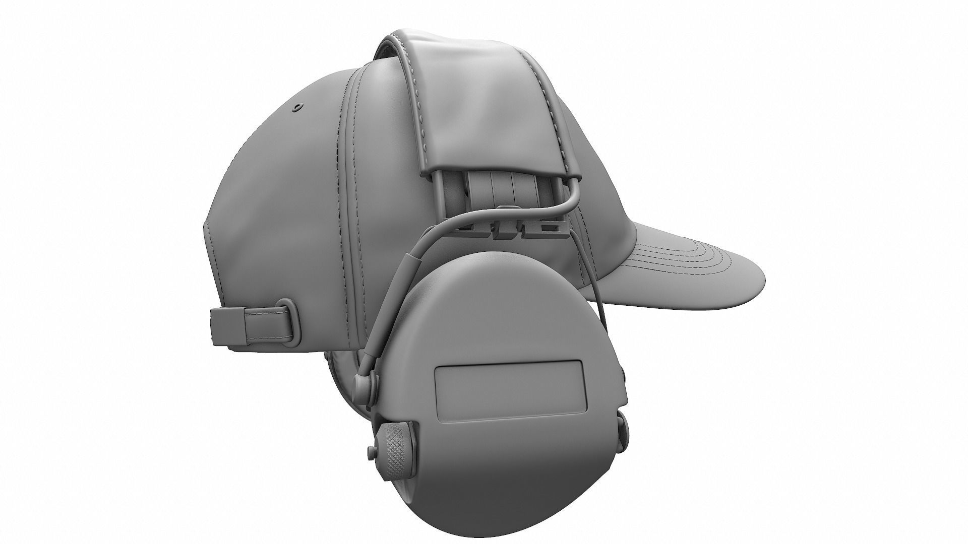Baseball Cap and Active Headphone - High Poly 3D model_2