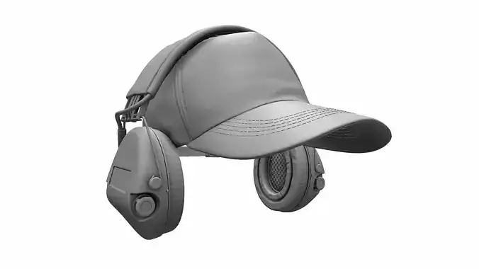 Baseball Cap and Active Headphone - High Poly 3D model