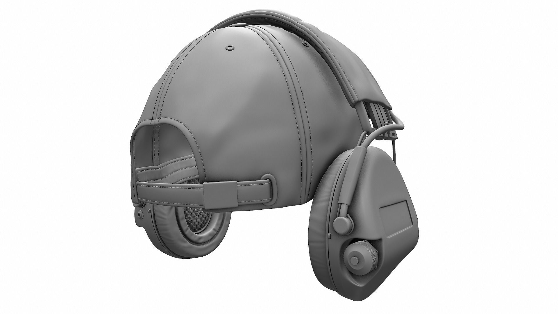 Baseball Cap and Active Headphone - High Poly 3D model_3
