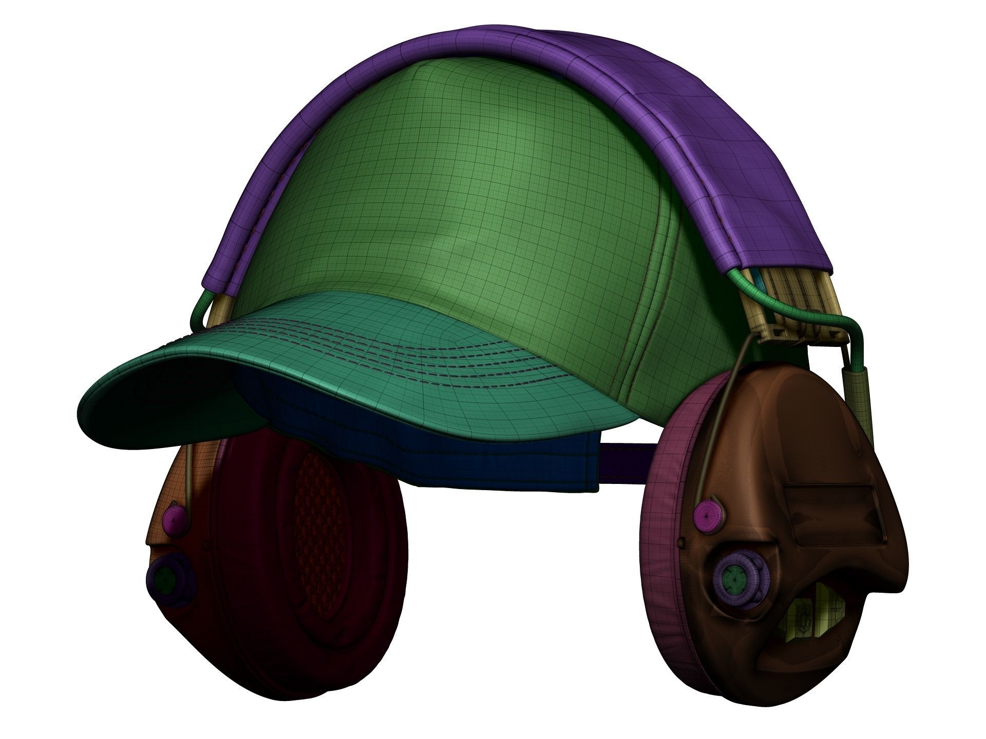 Baseball Cap and Active Headphone - High Poly 3D model_18